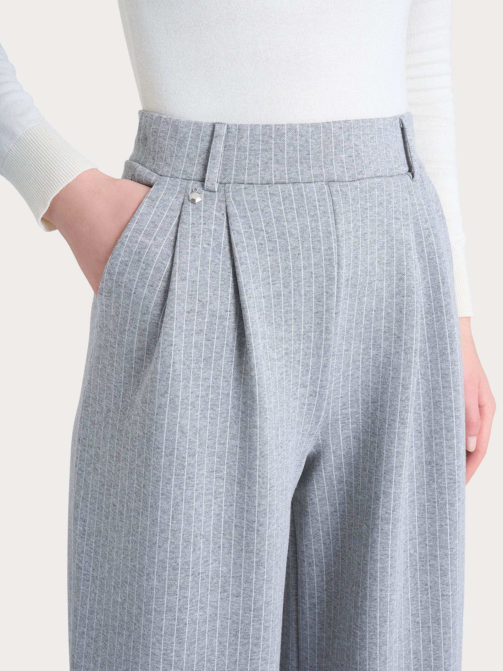 Ragno Compact Palazzo pantalone gessato Fant.Grigio Mel largo