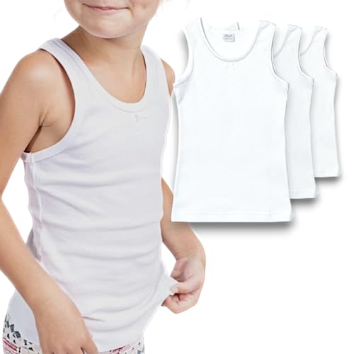 Lady C Canotte Bimba Cotone Caldo Bianche 3 Pezzi Manica Corta
