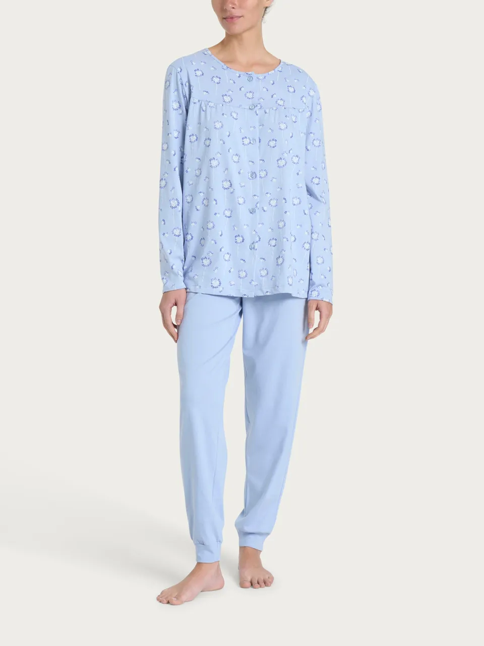 Ragno Jersey di Cotone pigiama aperto Fant. Brunnera Blue