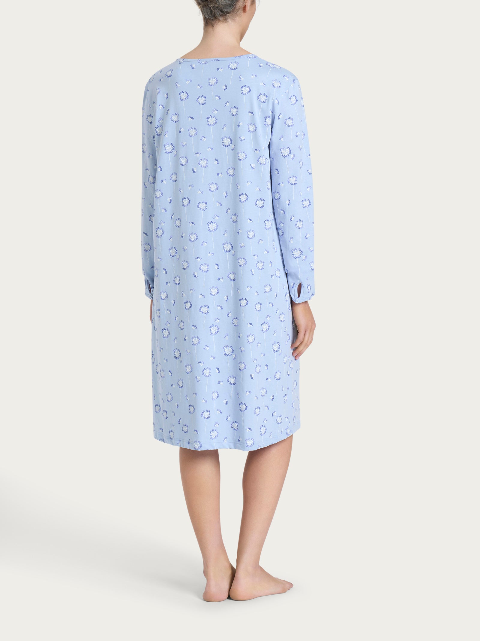 Ragno Jersey Cotone Camicia Notte Aperta Blu Soffioni