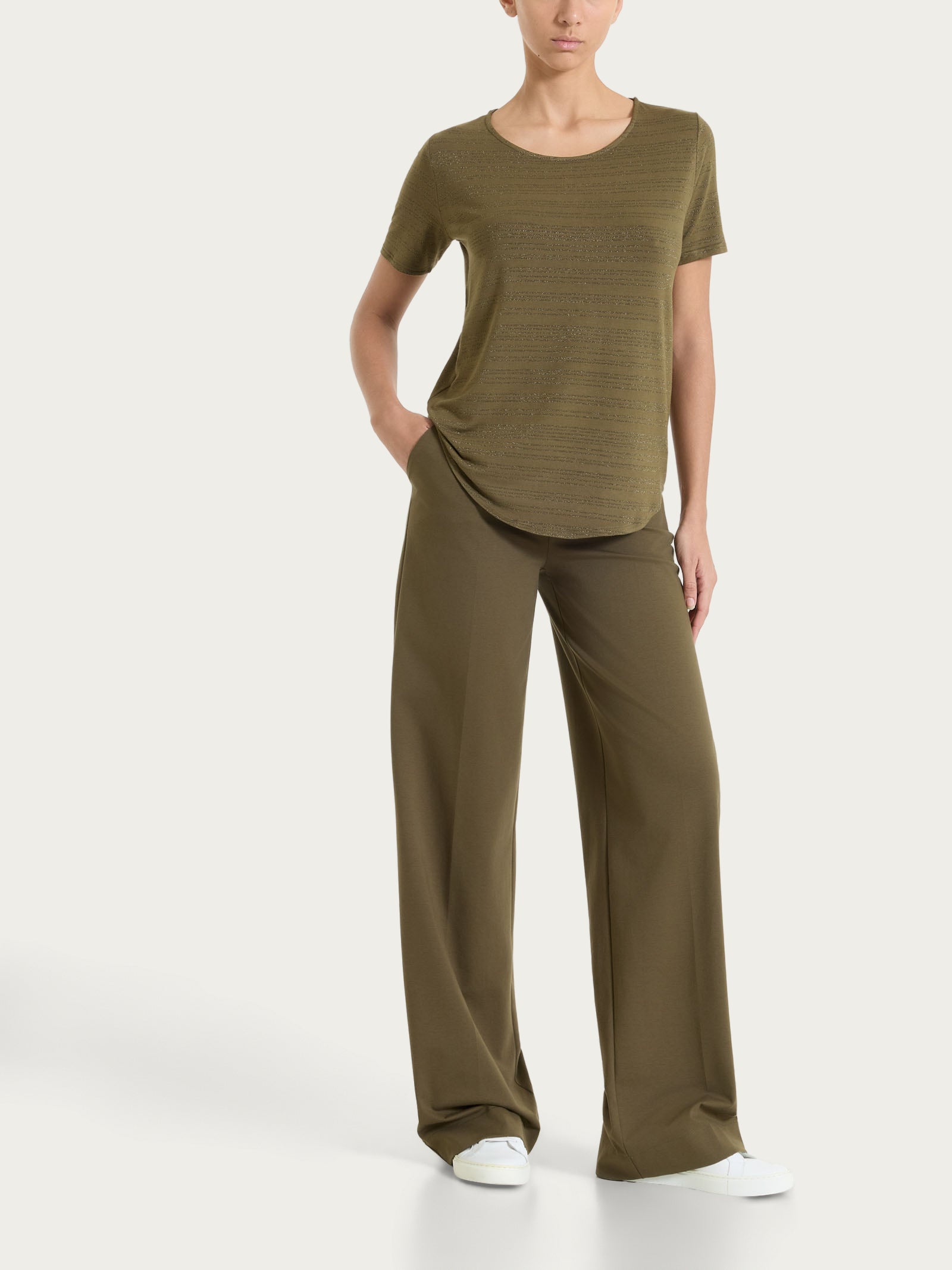 Ragno Viscosa Summer maglietta righe verde manica corta lurex