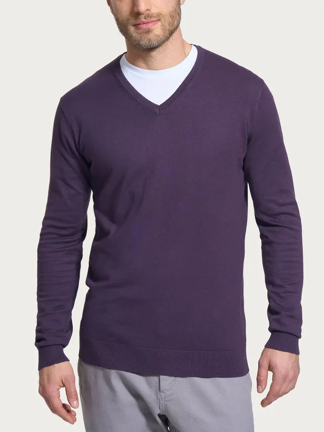 Ragno Four Seasons pull scollo a V Sunset Purple uomo misto viscosa