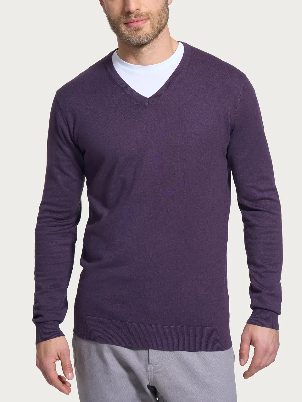 Ragno Four Seasons pull scollo a V Sunset Purple uomo misto viscosa