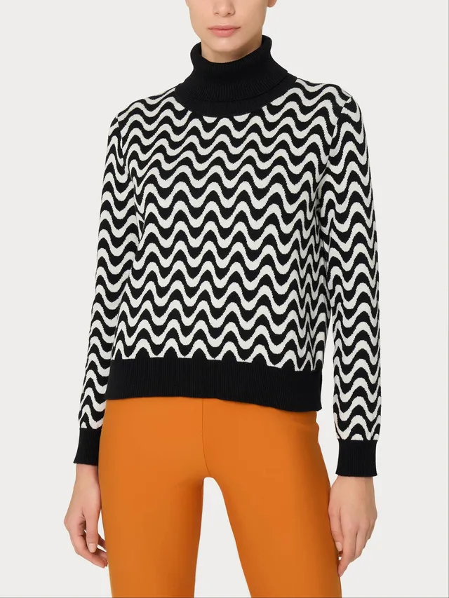 Ragno Winter Cotton Dolcevita maglia nera fantasia onde