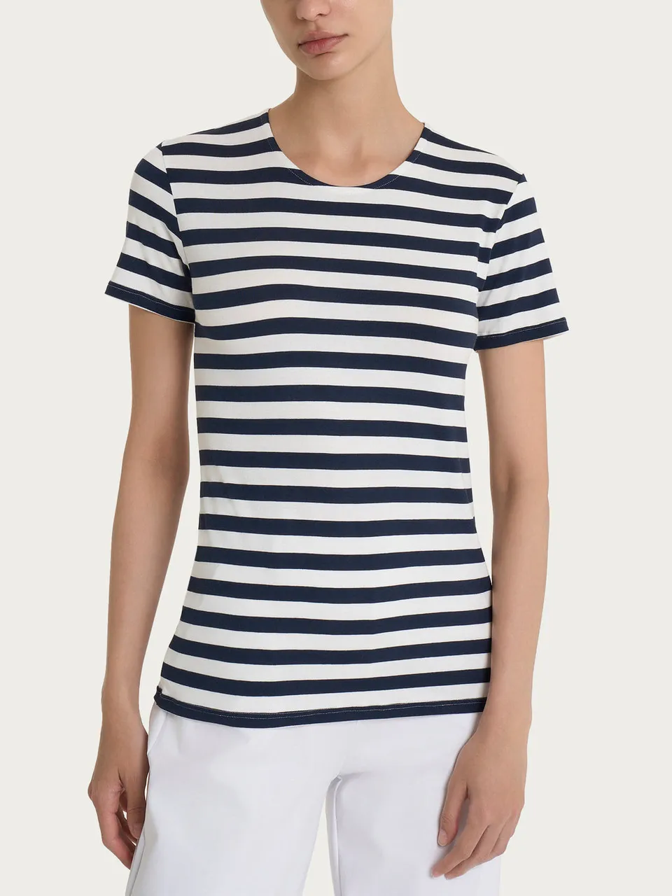 Ragno Viscosa Summer t-shirt donna righe blu manica corta
