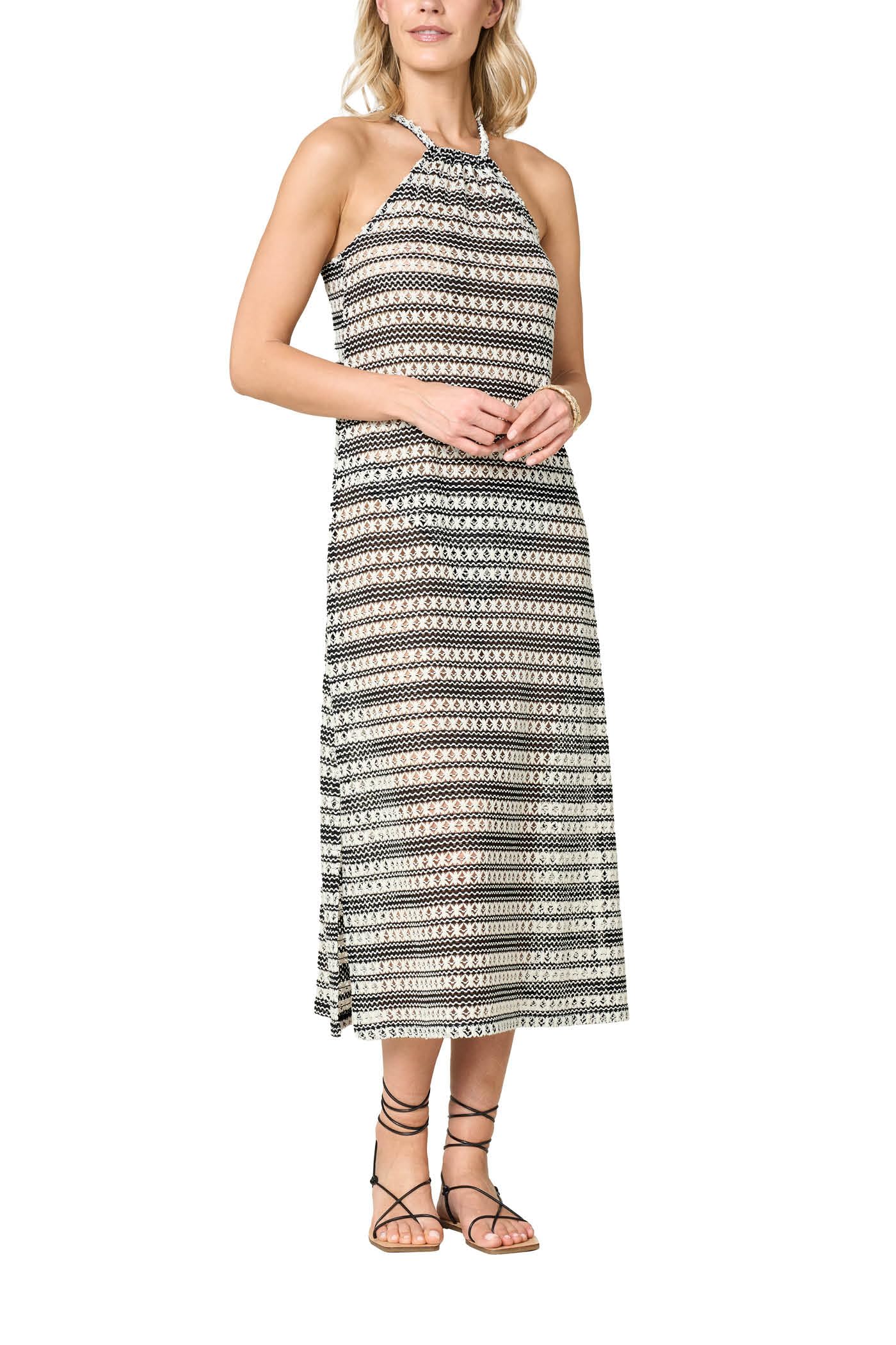 Goldenpoint Allure copricostume abito lungo rete bicolor