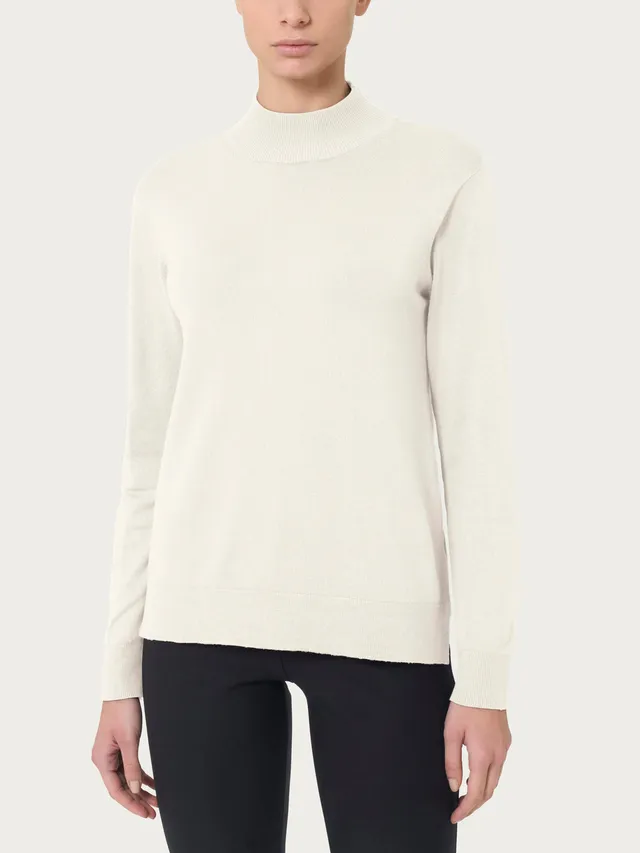 Ragno Four Seasons Mock Neck Maglione Donna Avorio in Viscosa