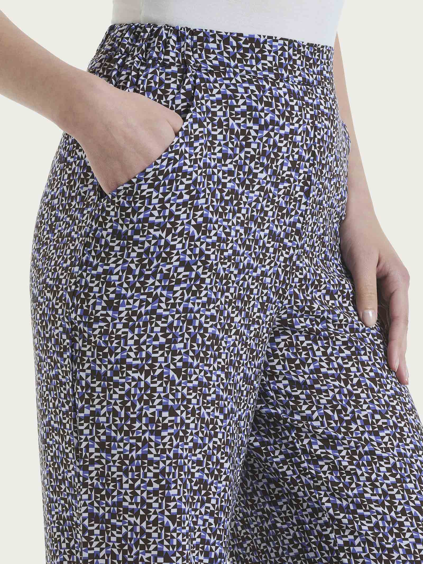 Ragno EcoSeta Pantalone ampio rosa fantasia in viscosa