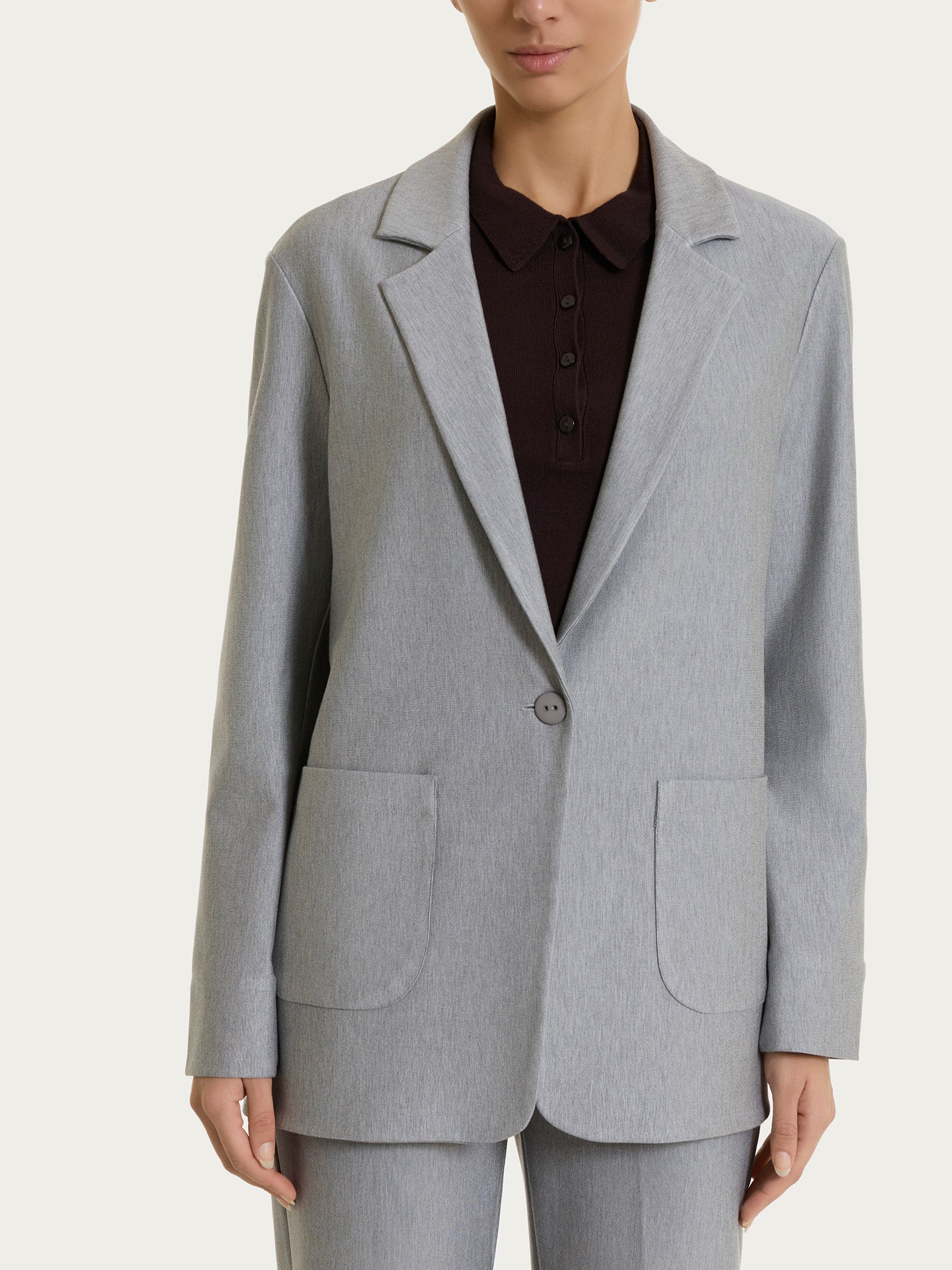 Ragno Compact blazer over un bottone Grigio Mel. elasticizzato
