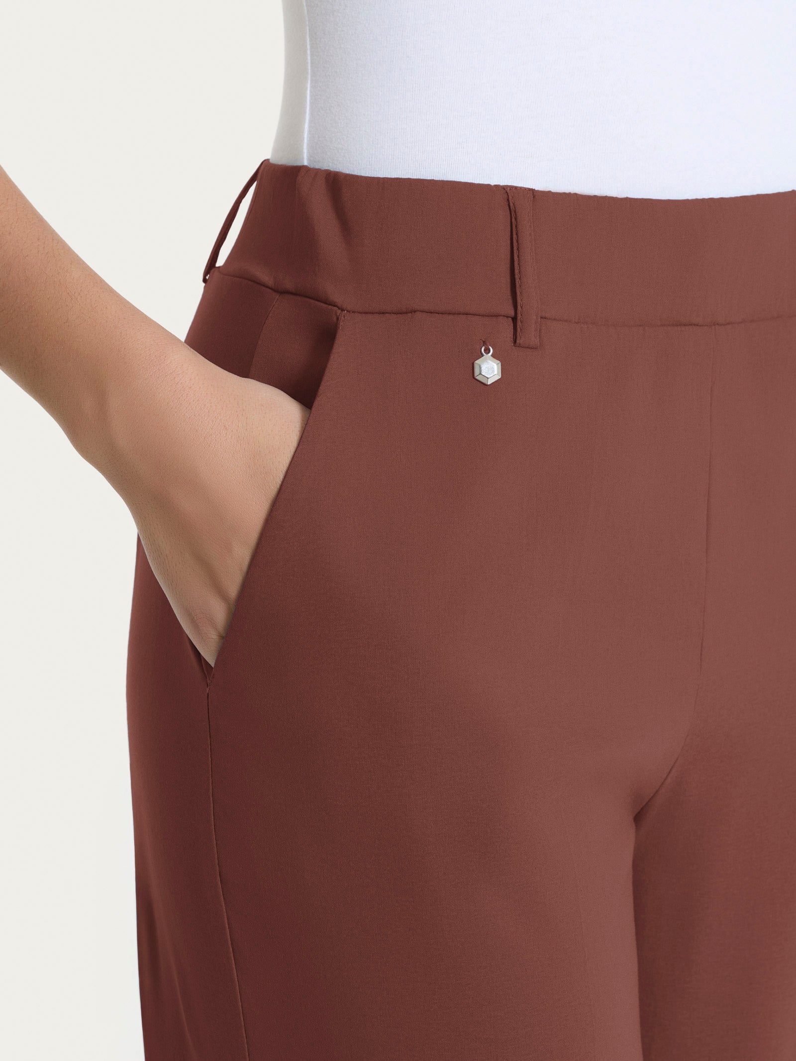 Ragno Super Fresh Pantalone Ampio Tasche Risvolto Cappuccino wide leg