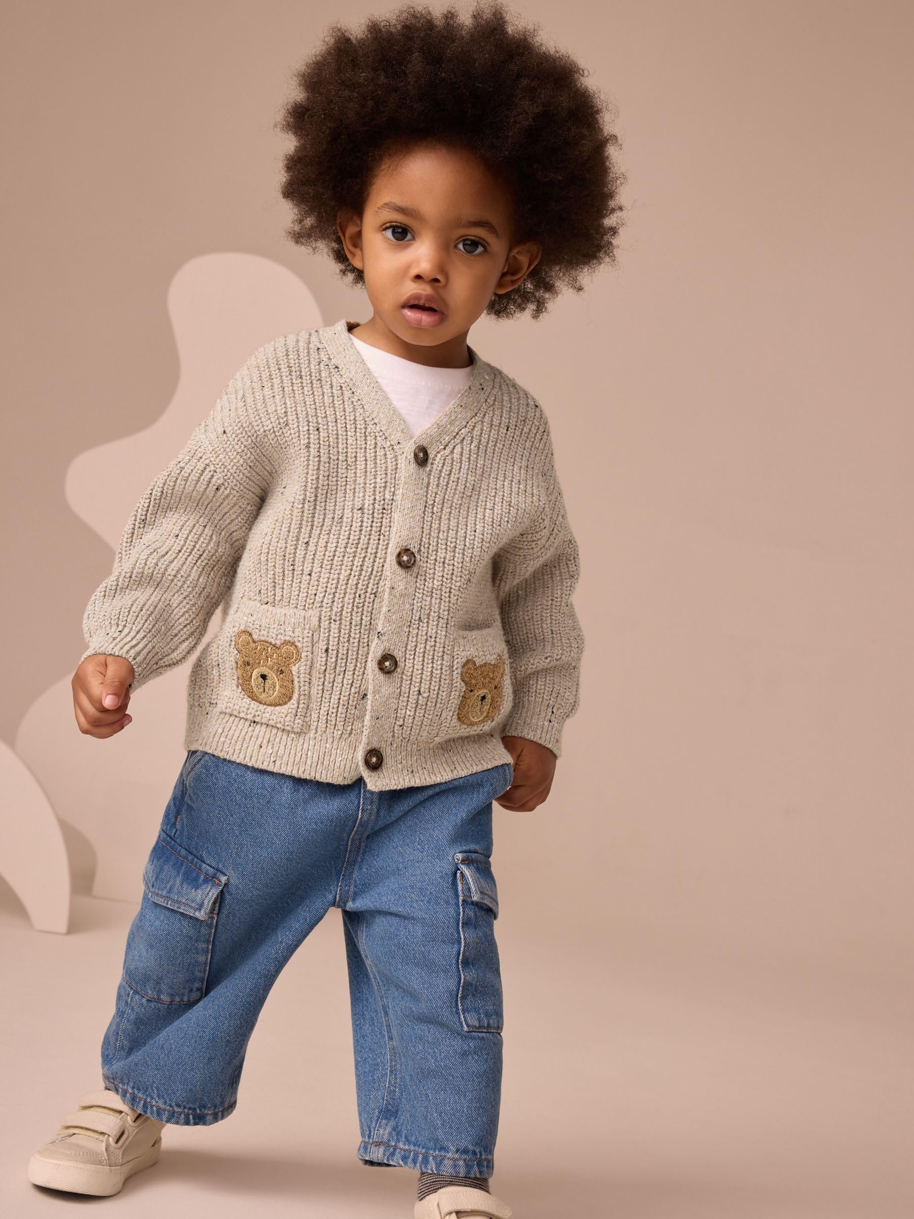 Next Ragazzo Cardigan Personaggi Fiori Ricamati 104-110 comodo