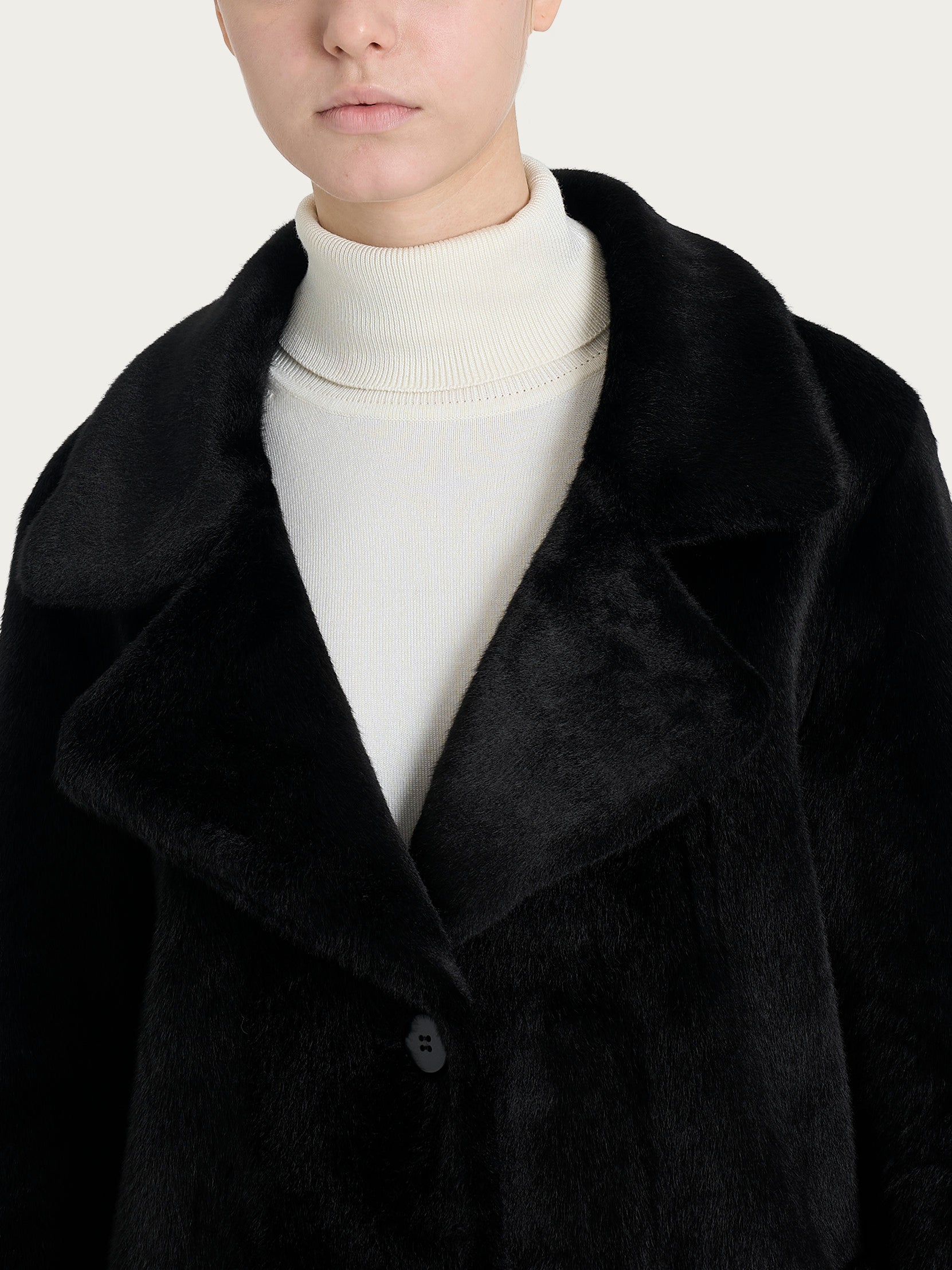 Ragno Comfort Cappotto Lungo Nero Double-Face