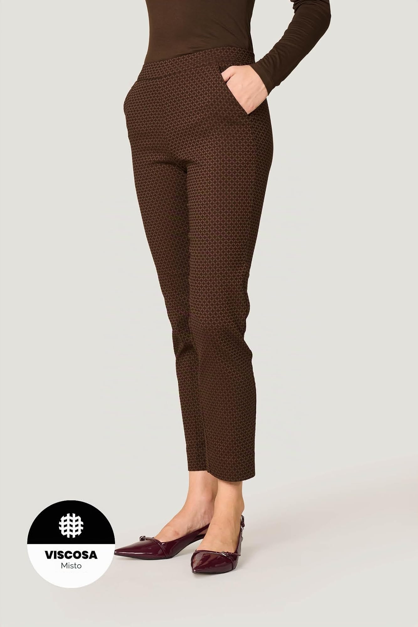 Goldenpoint Pantaloni Straight Viscosa Fantasia Geometrica