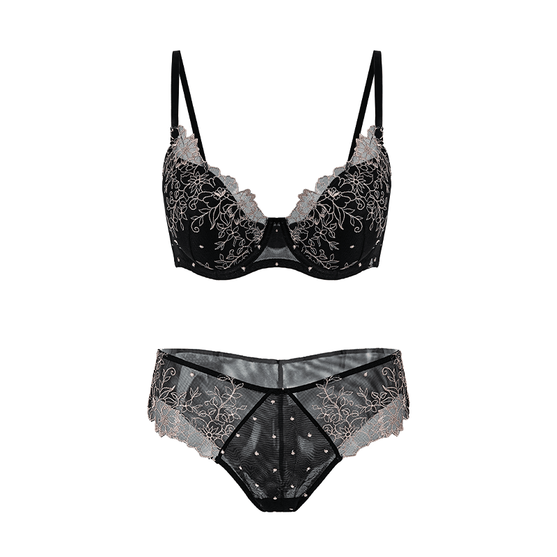 Maria Grazia Severi Onyx Completo Intimo Ricamo Floreale