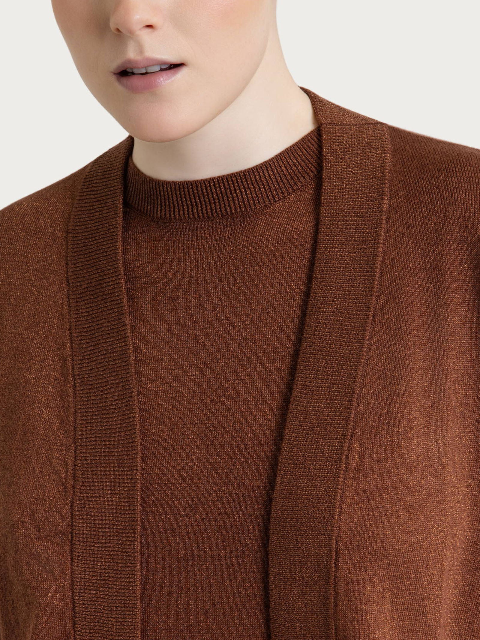 Ragno Cardigan Aperto Lurex Summertime Cappuccino