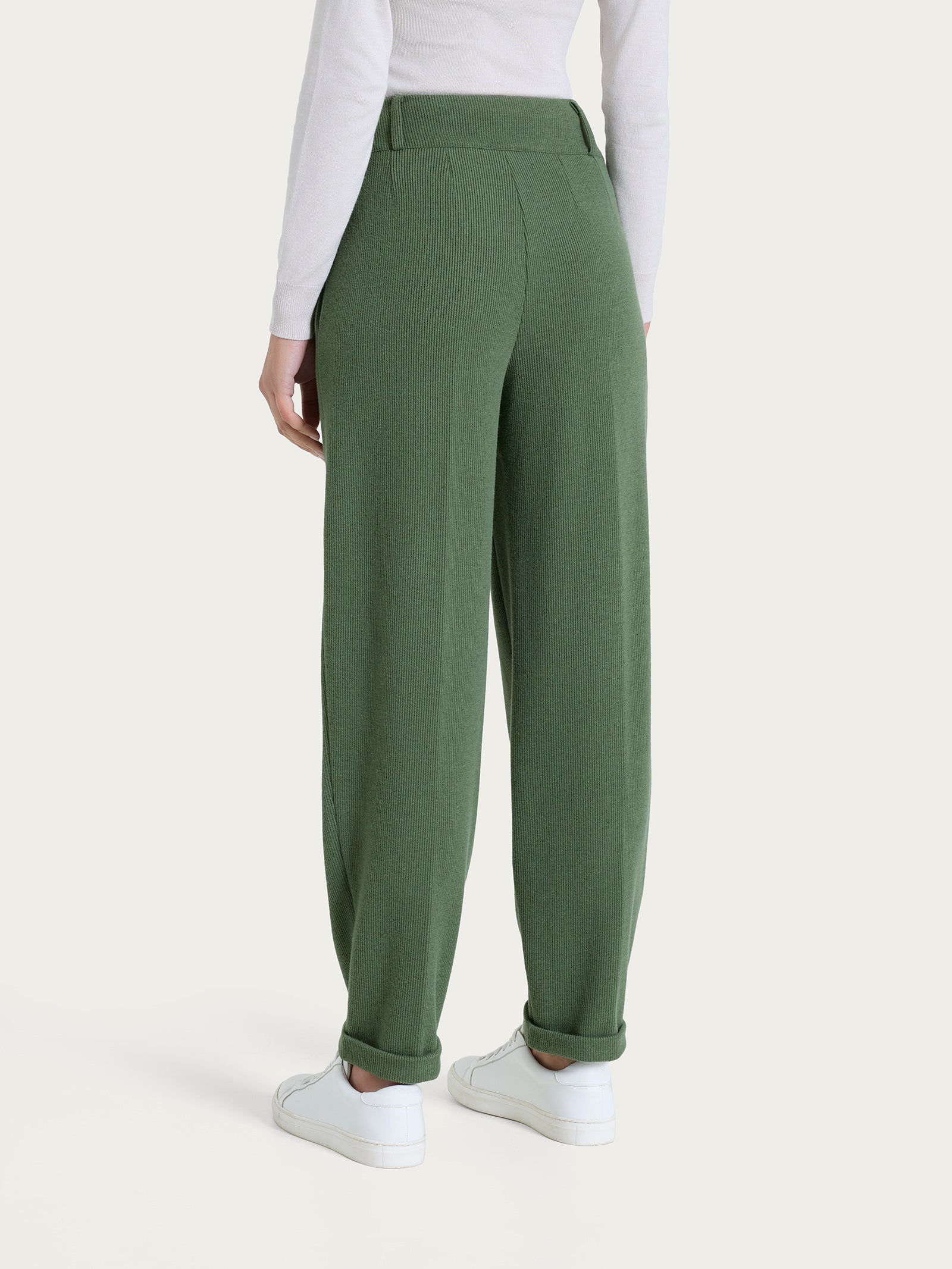 Ragno Relaxed Pantalone Carota Velvet Bronze Green Tapered