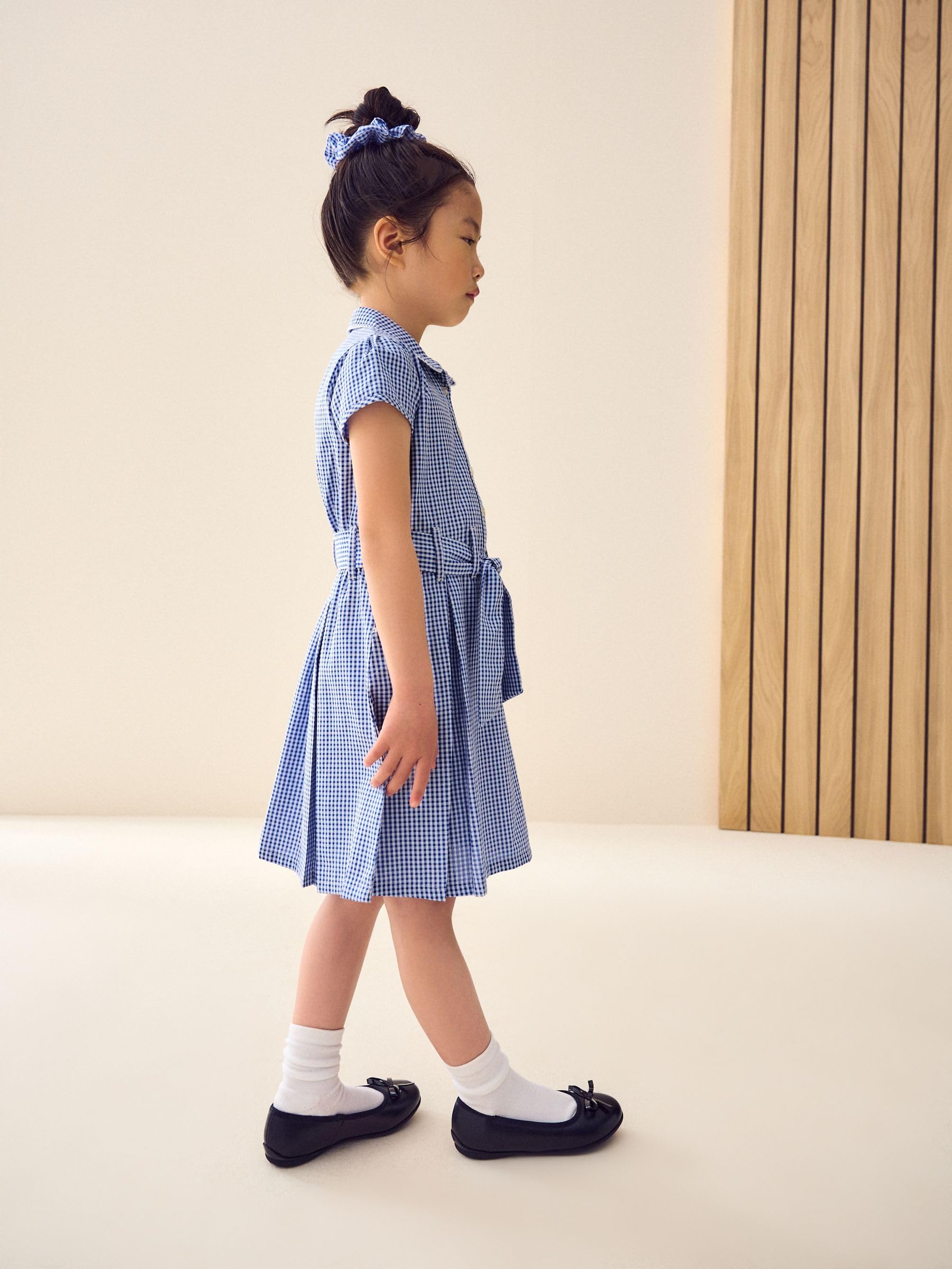 Next Abito Scuola Bambina con Cintura a Quadri