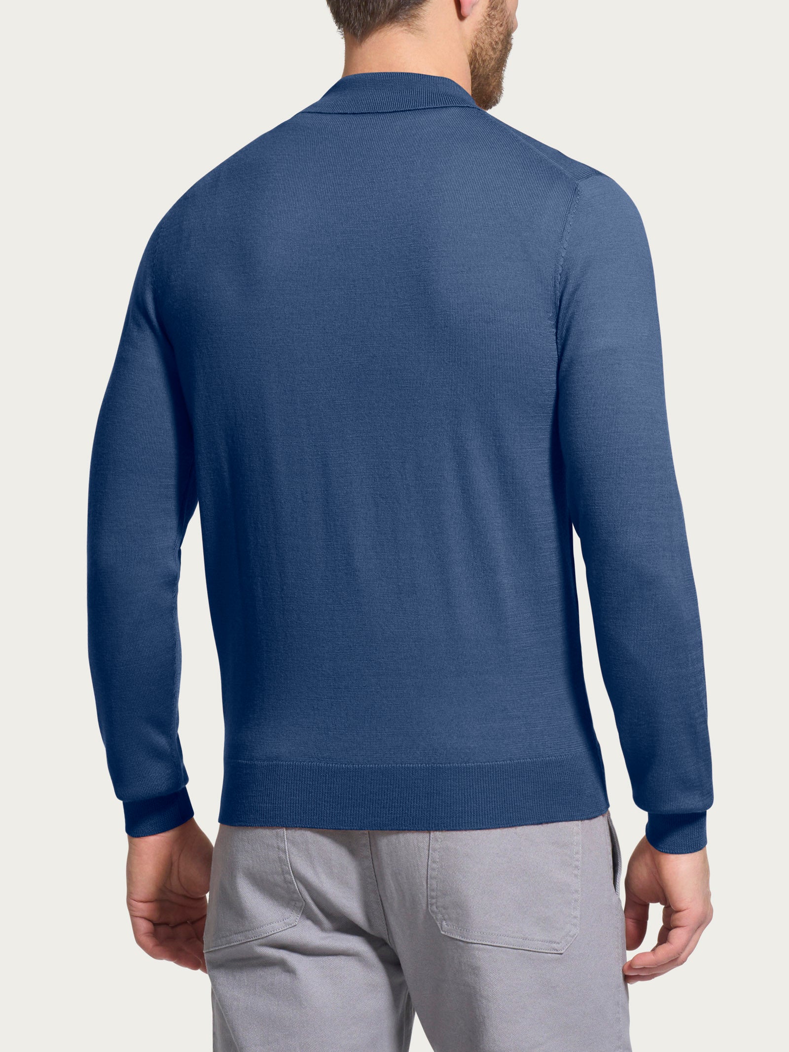 Ragno Merino Soft polo uomo Gray Blue pura lana
