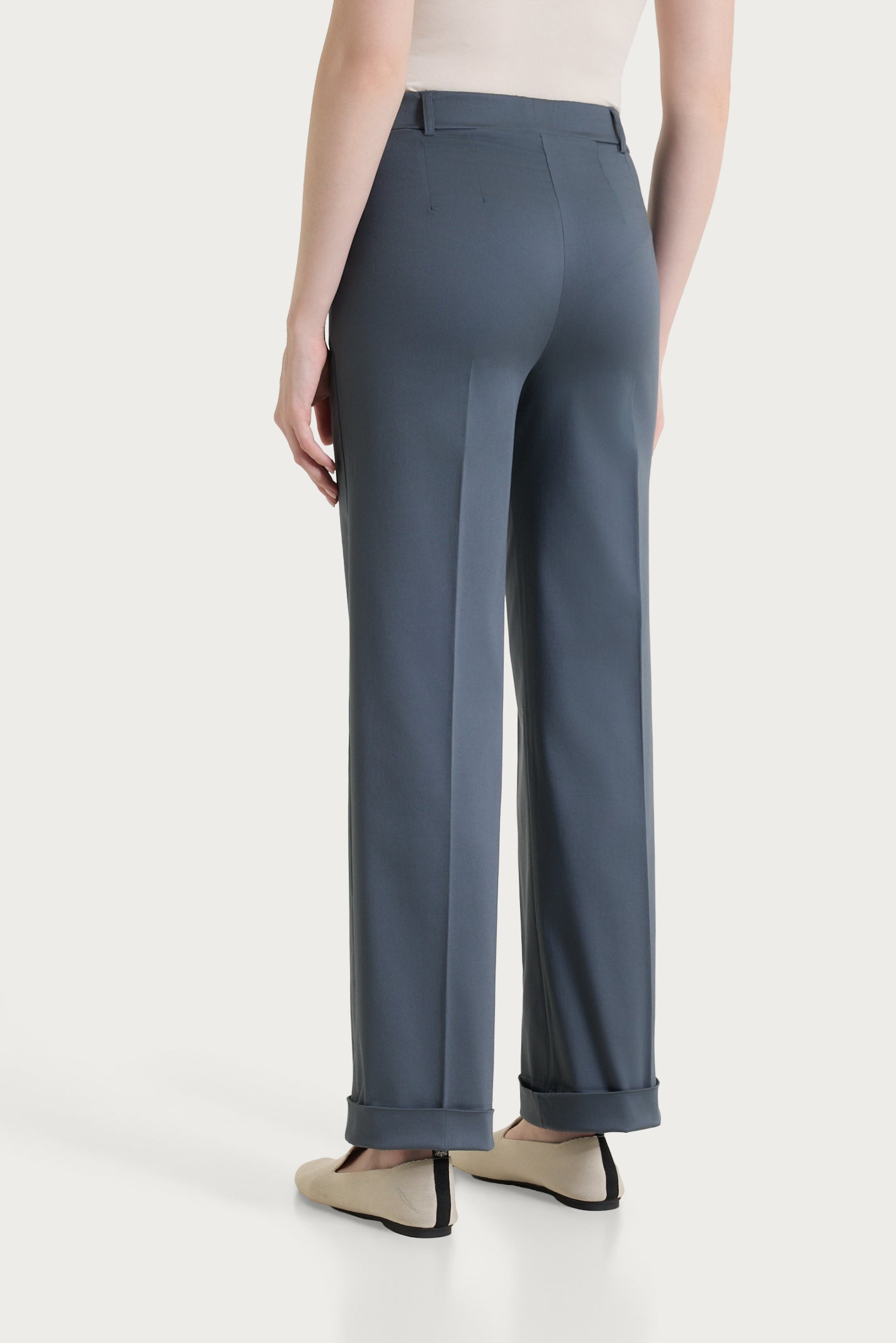 Ragno Satin Power pantalone dritto con tasche e risvolto Turbulence