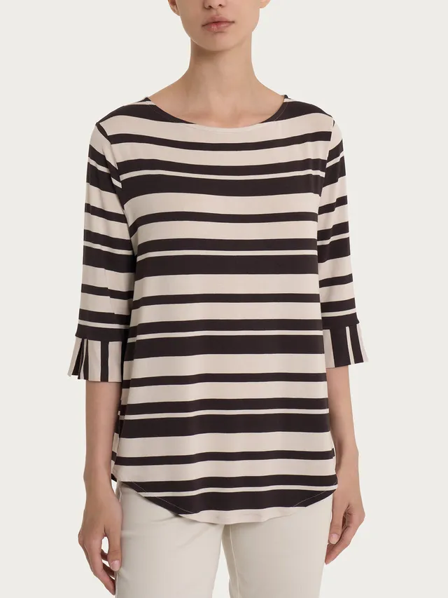Ragno Viscosa Summer T-shirt Righe Alternate t-shirt Chocolate viscosa
