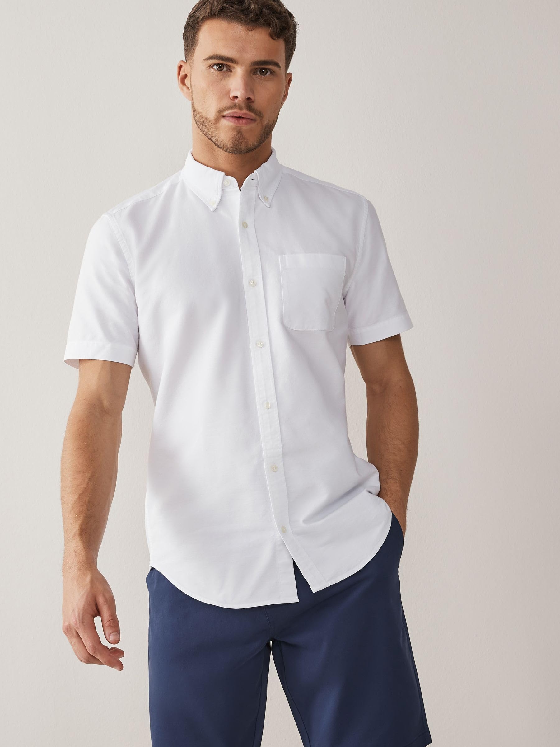 Next 2 camicie Oxford manica corta cotone uomo