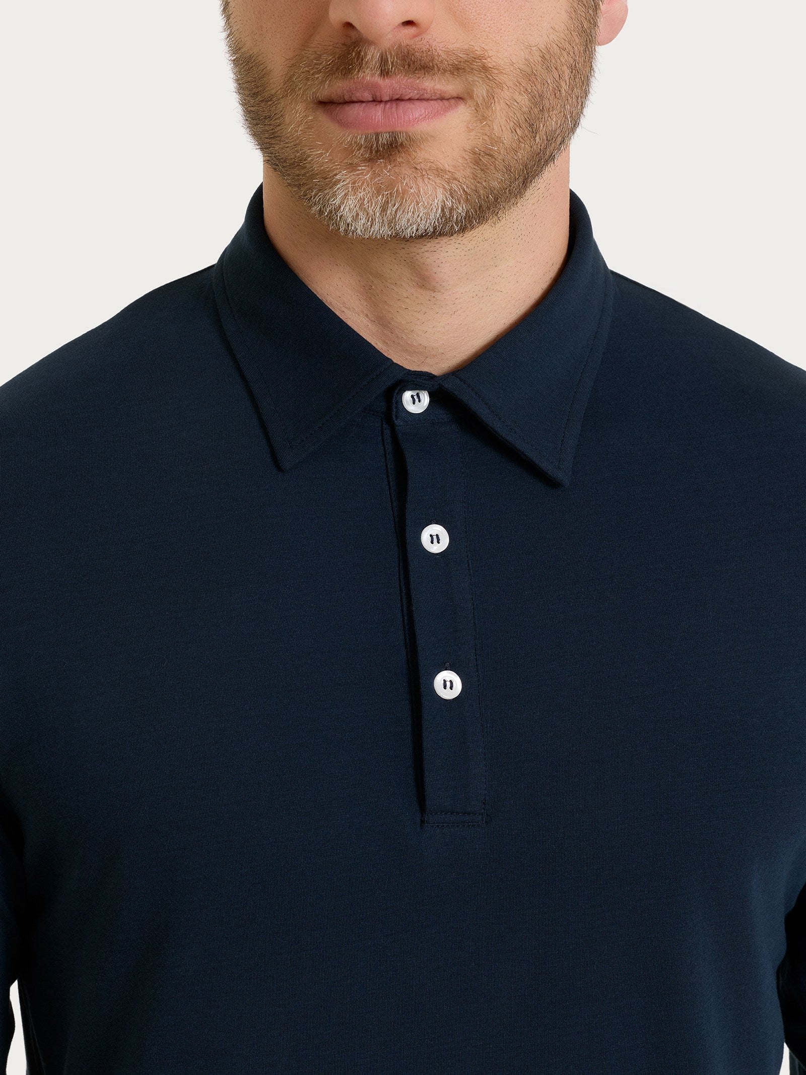 Ragno Ultralight Polo Bleu Uomo manica lunga cotone