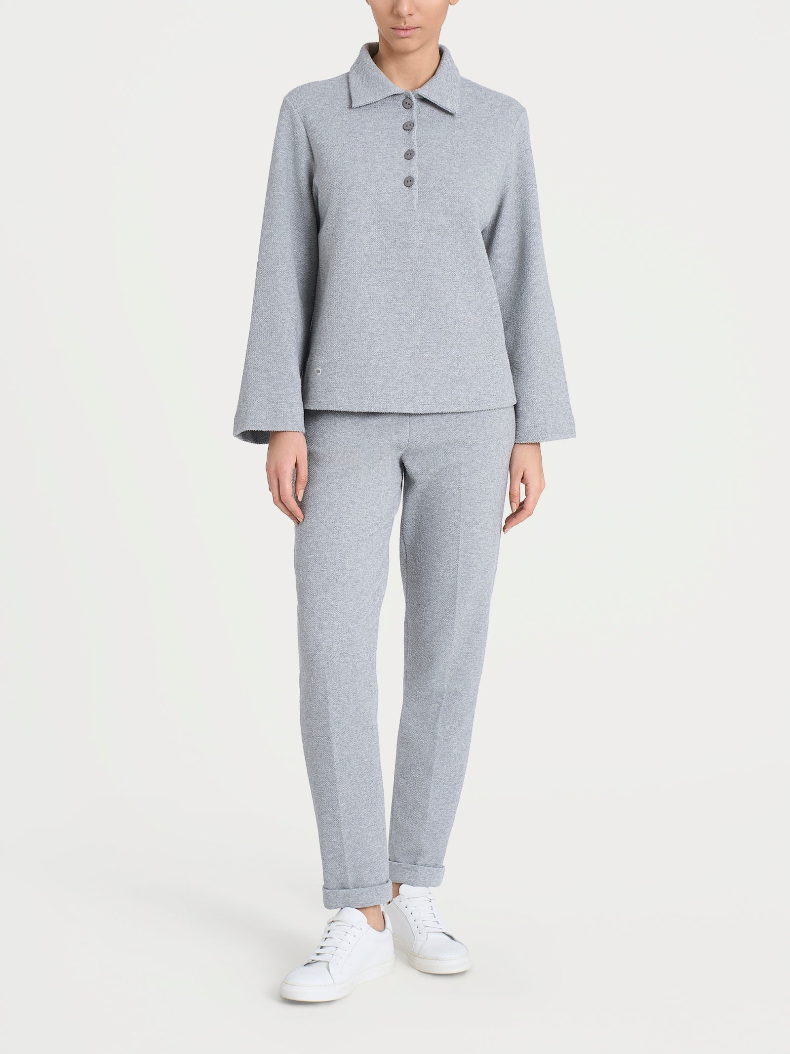 Ragno Comfort Polo Donna Grigio Melange Japanese Fleece Calda