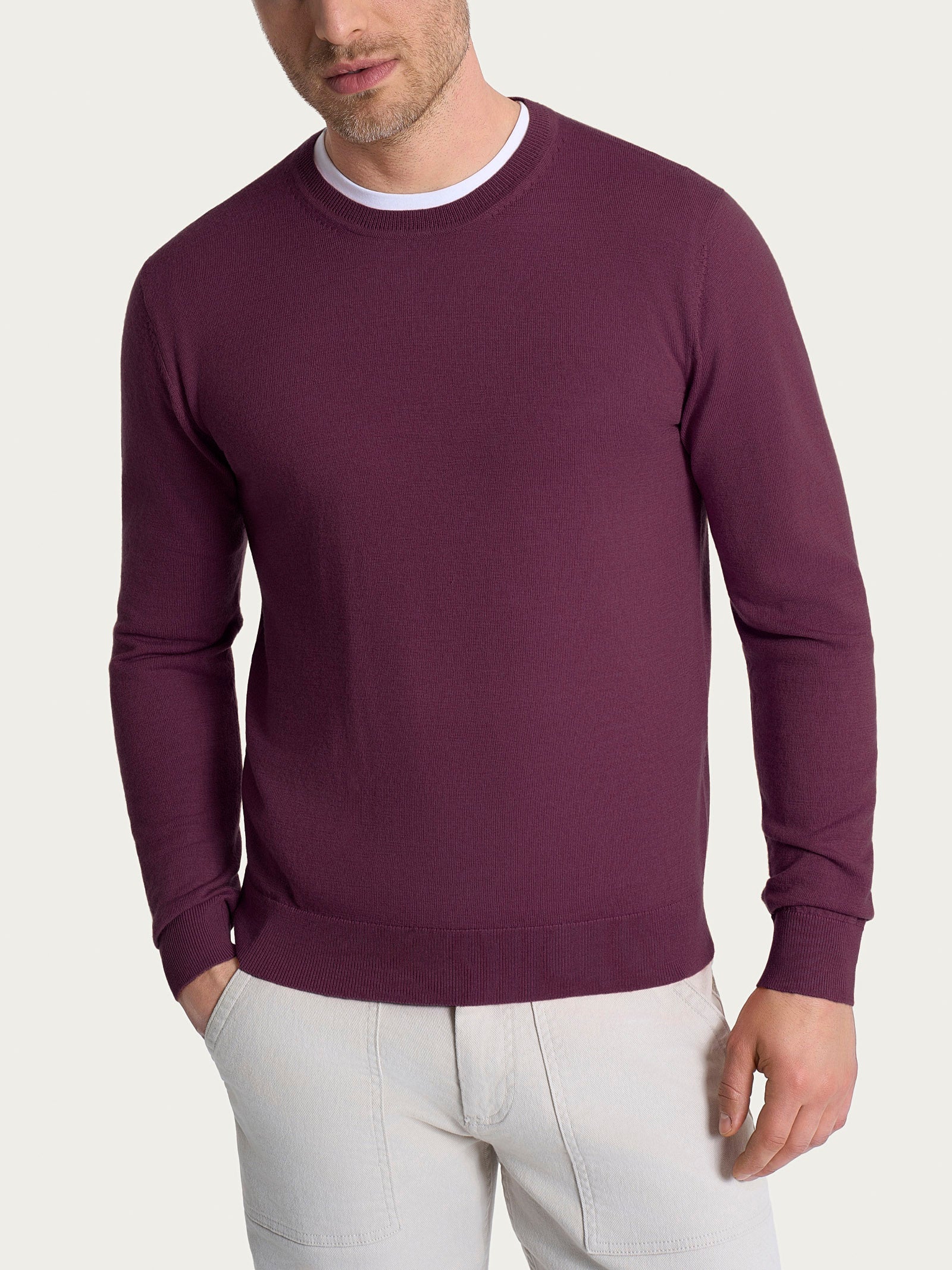 Ragno Merino Soft Pullover Girocollo Uomo Fig lana merino