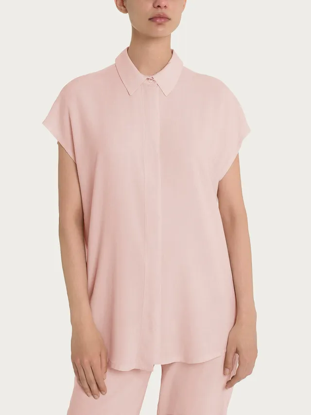 Ragno EcoSeta camicia kimono rosa manica corta