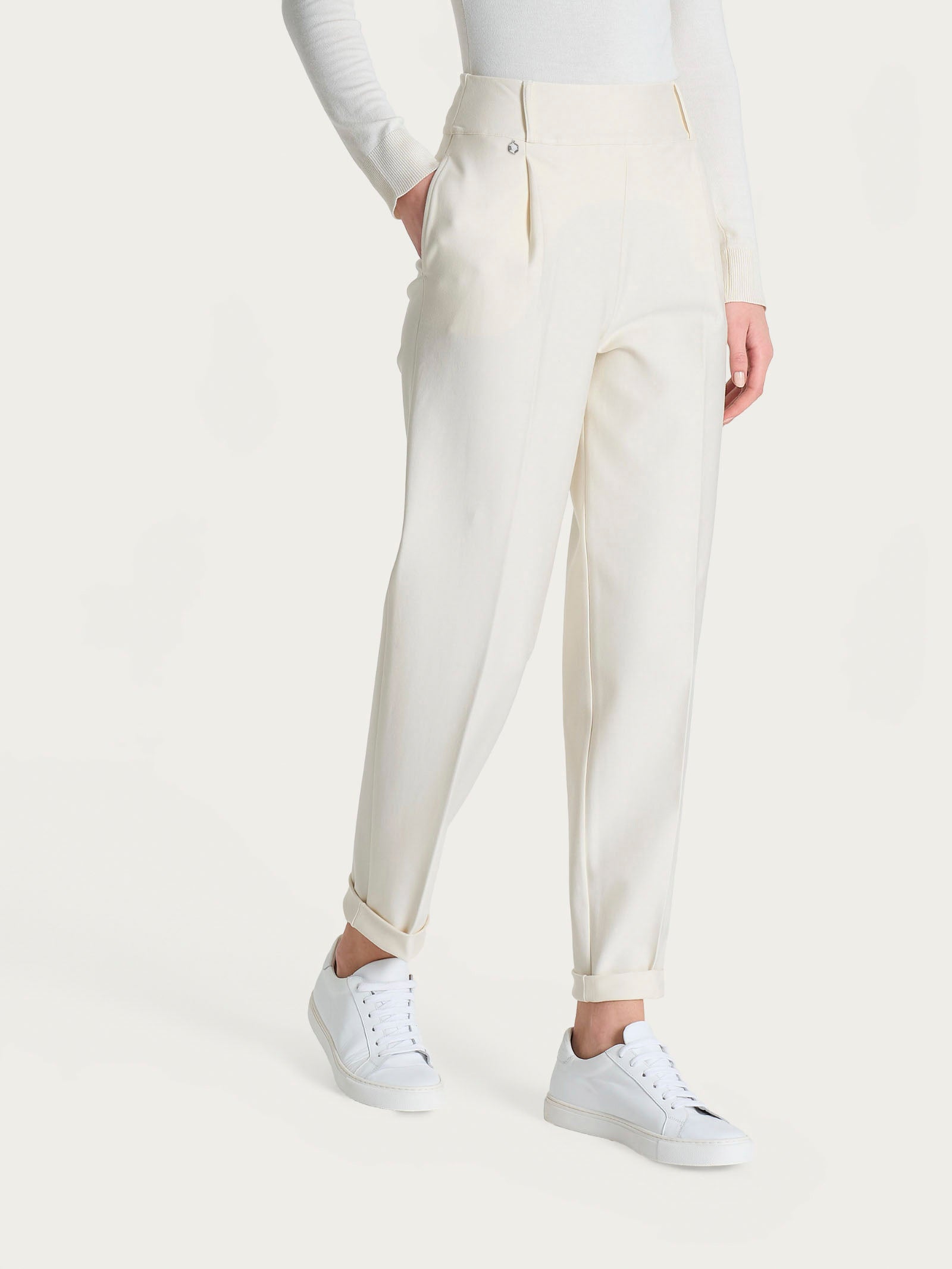 Ragno Gem pantalone carota tapered avorio elasticizzato