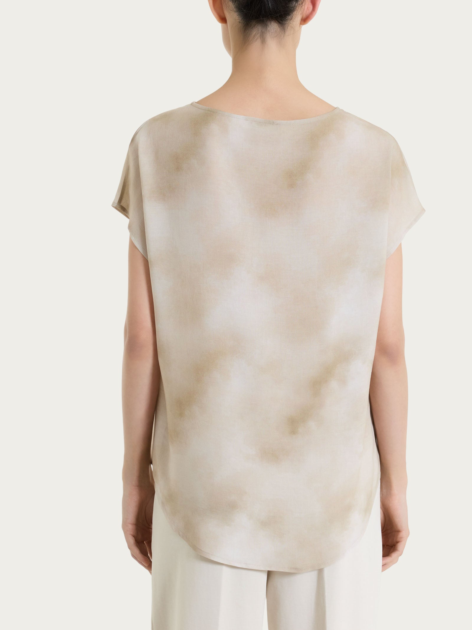 Ragno EcoSeta blusa manica corta fantasia Crockery raso