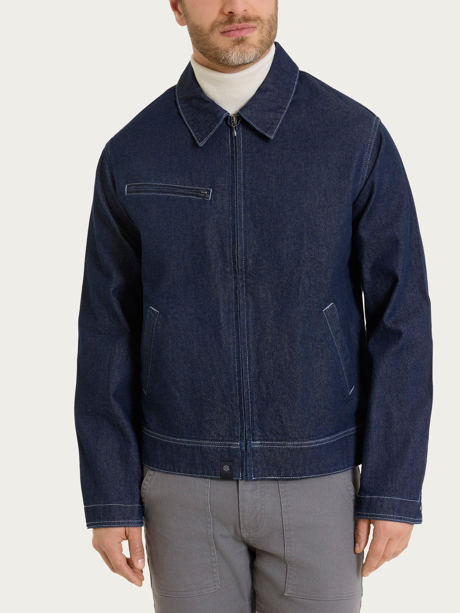 Ragno Super Denim giacca zip Dark Navy cotone