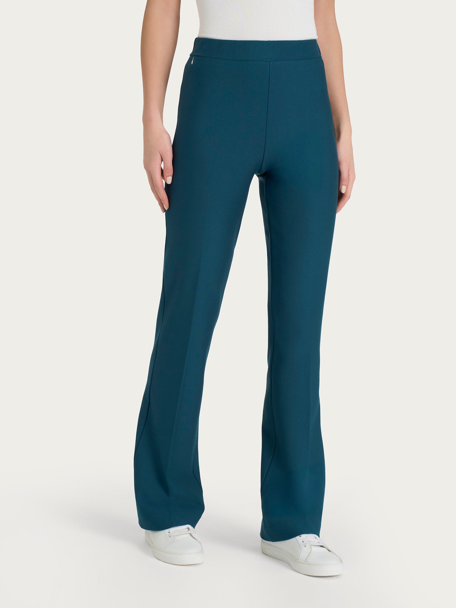 Ragno Compact flare pantalone blu Reflecting Pond vita elasticizzata