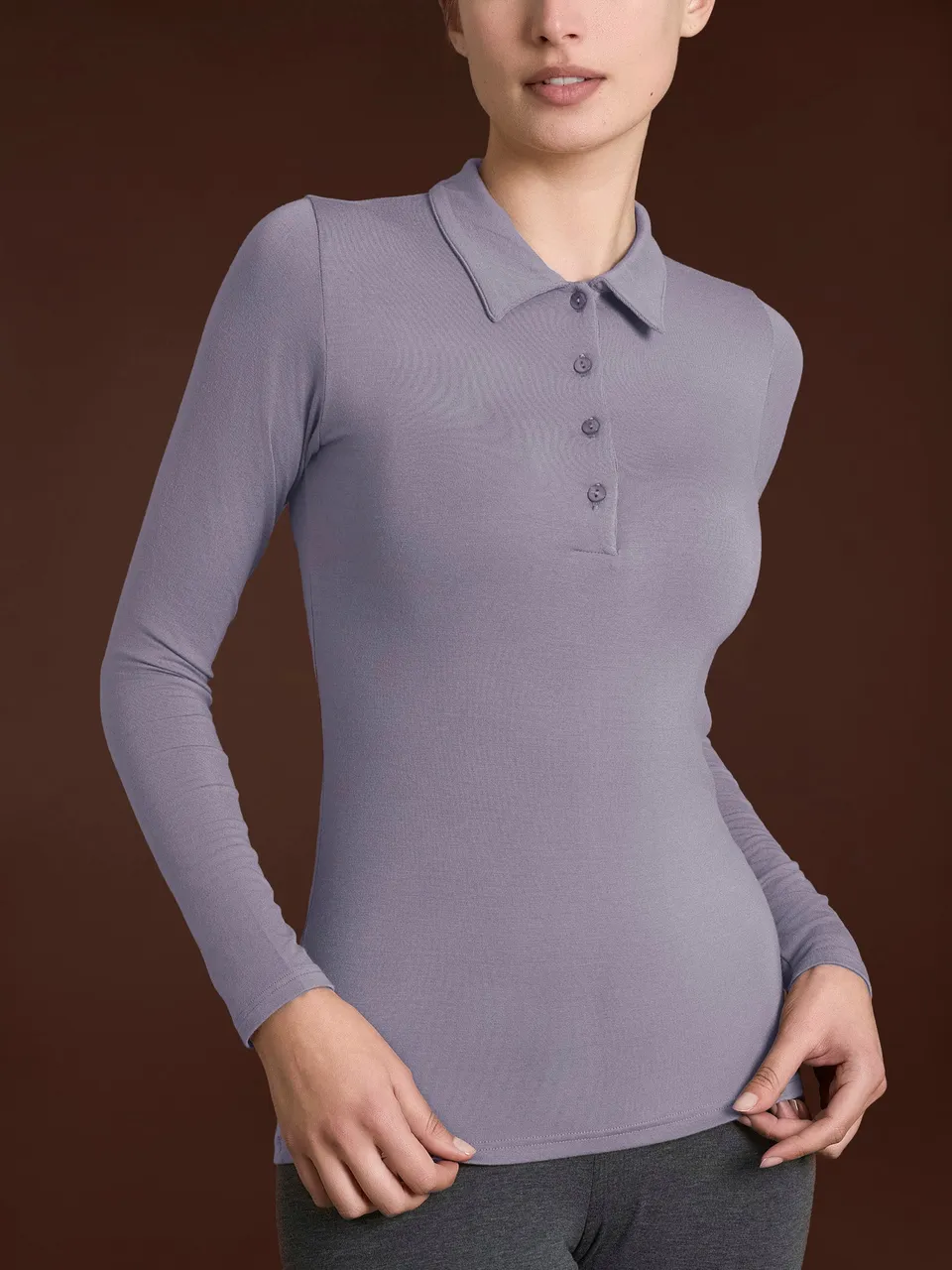 Ragno Eco Viscosa Polo manica lunga Thistle