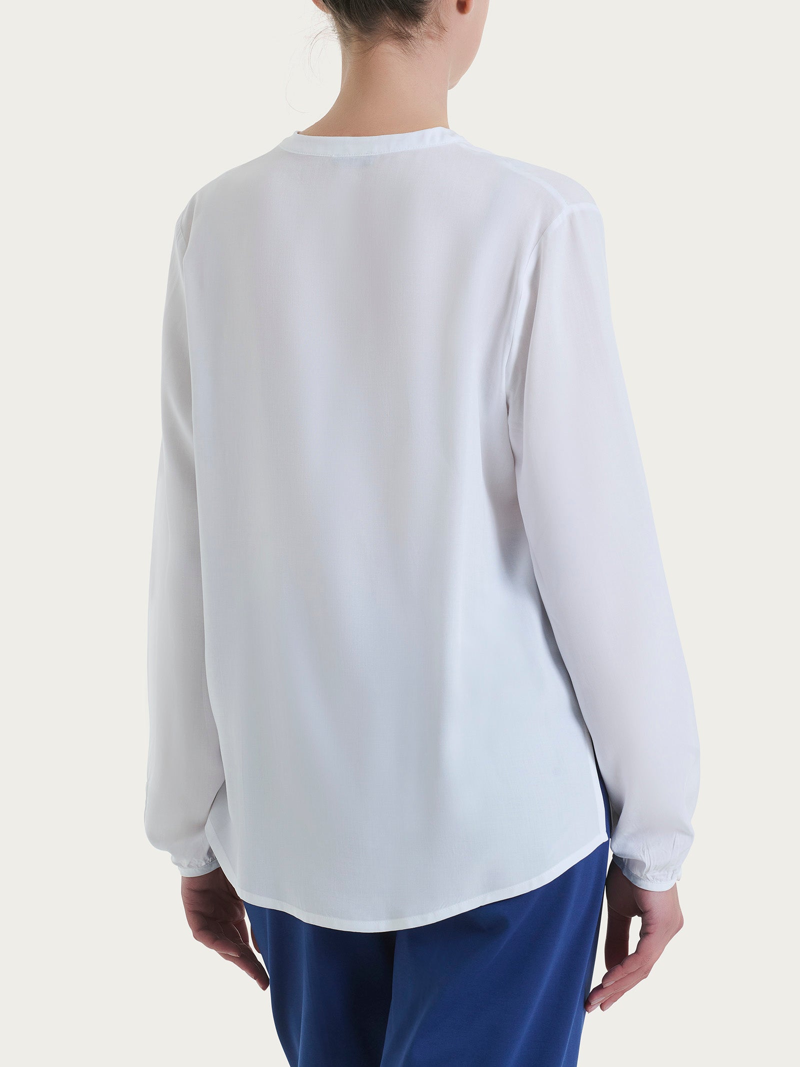 Ragno EcoSeta Blusa collo coreana camicia Bianco