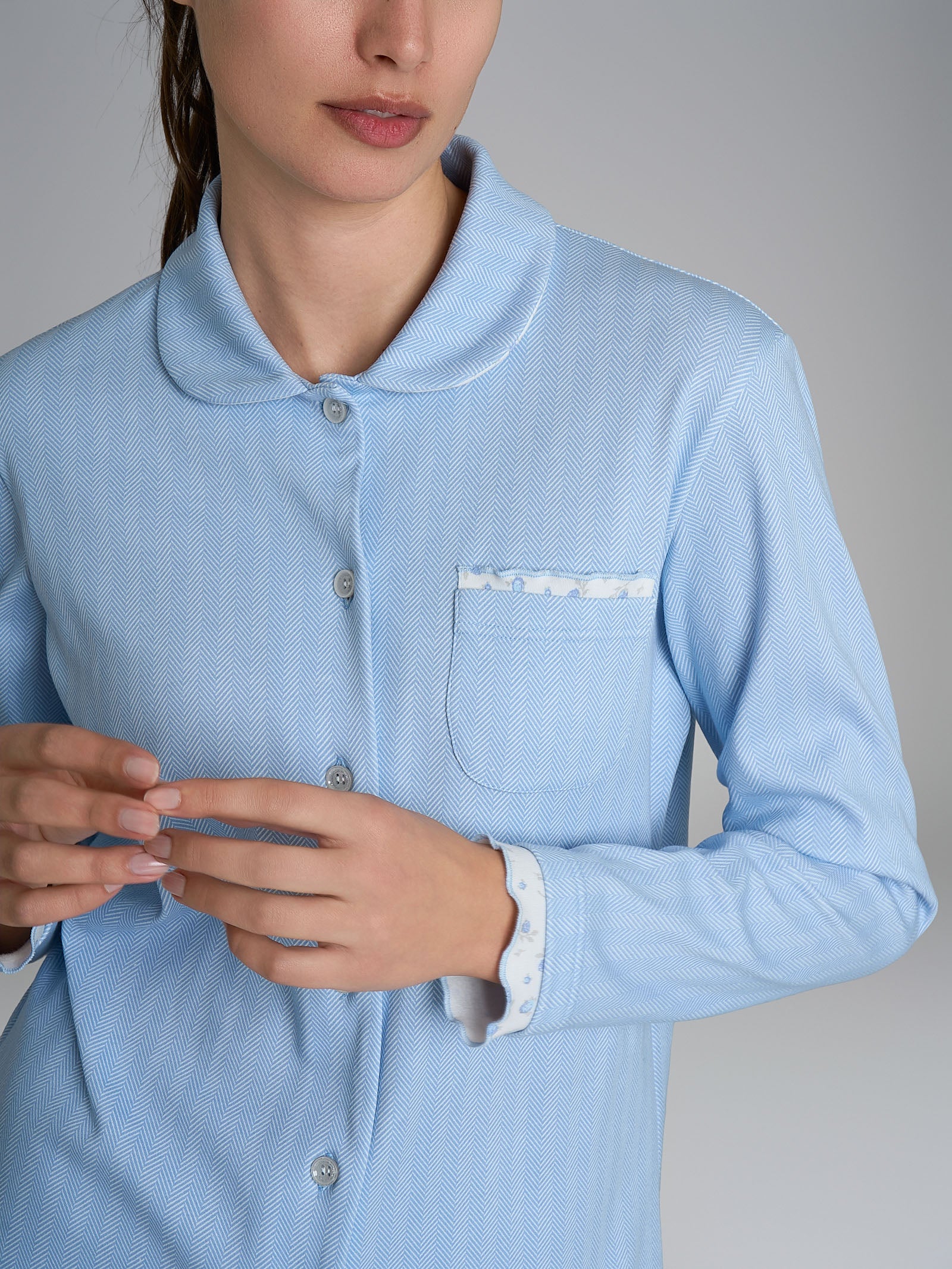 Ragno Pigiama Lungo Aperto Donna Eventide cotone interlock