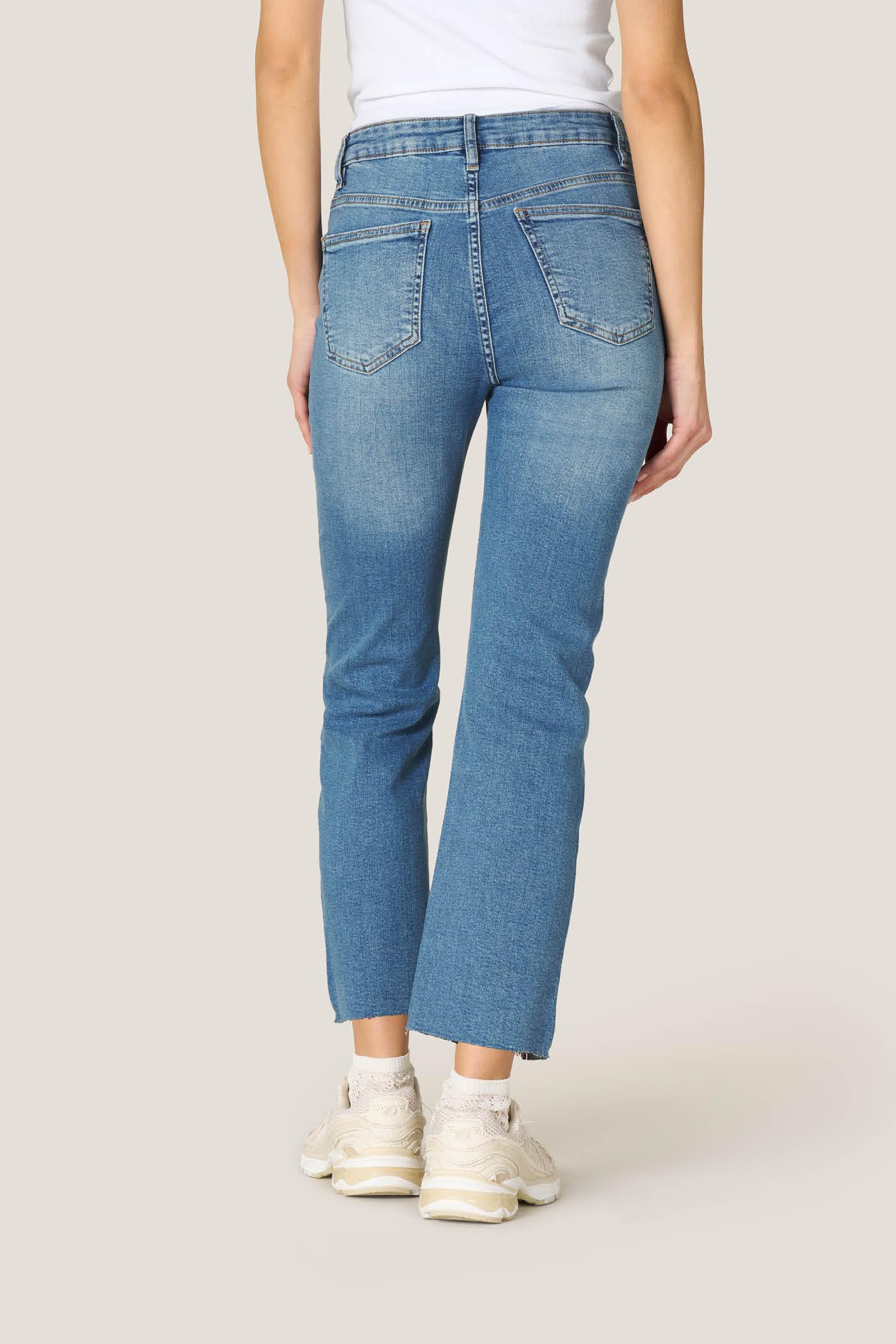 Goldenpoint Jeans Flare Denim Sfrangiato Blu Notte
