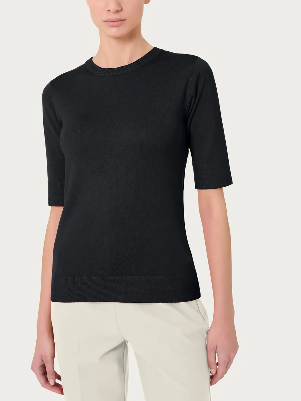 Ragno Four Seasons maglia manica corta nera viscosa