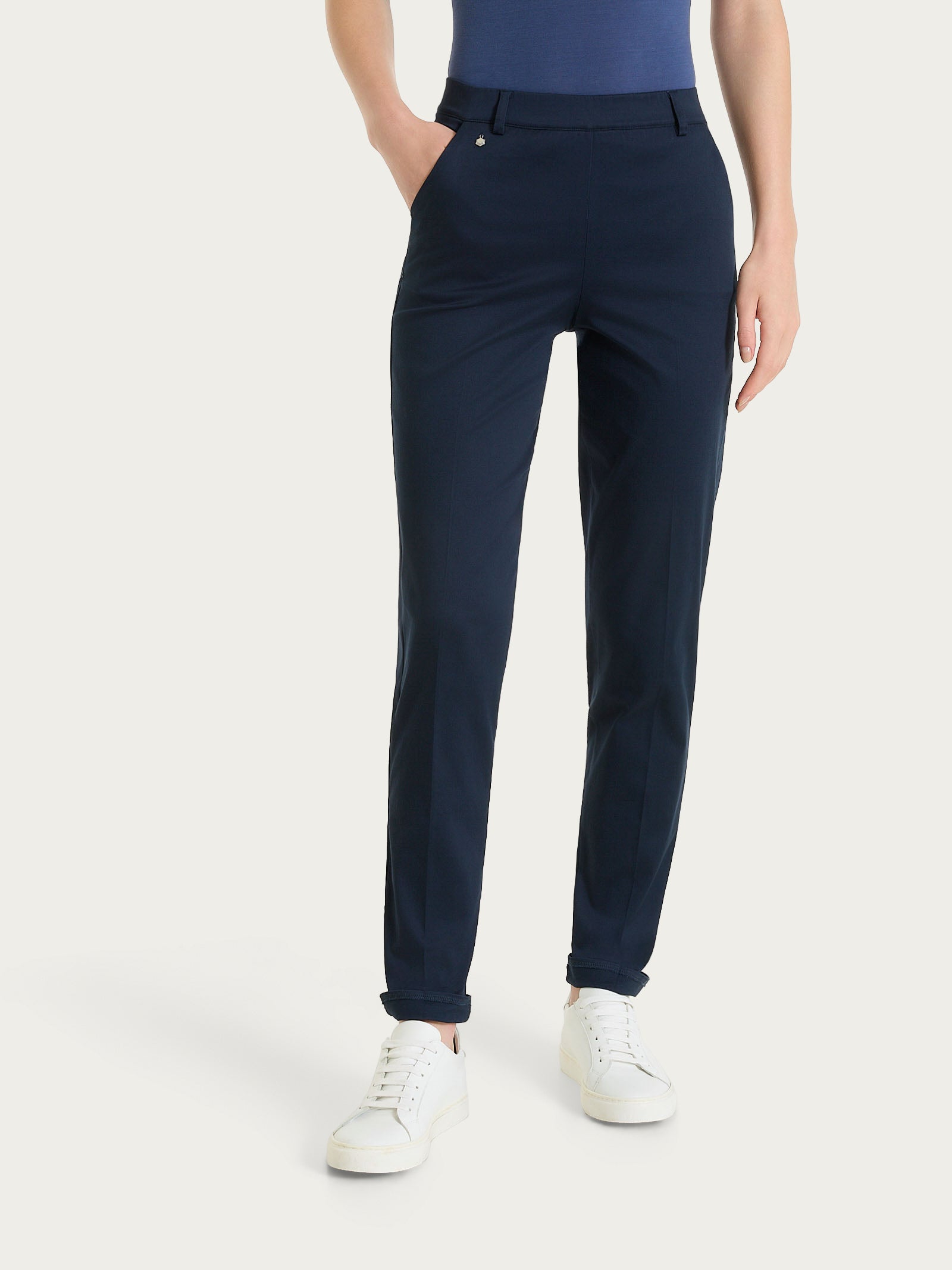 Ragno Satin Power pantalone chino slim bleu tasche