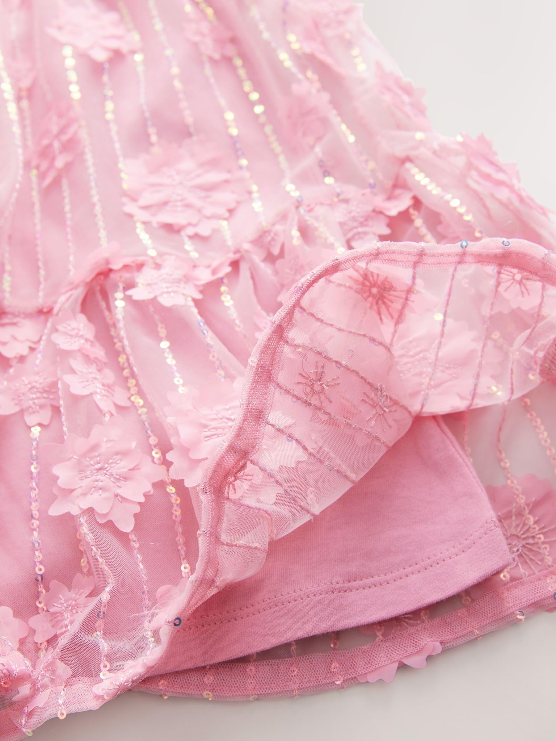 Next Abito Rete Fiori Paillettes vestito bambina 5 anni festa