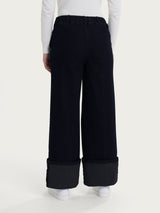 Ragno Super Denim Palazzo Jeans donna Nero gamba larga
