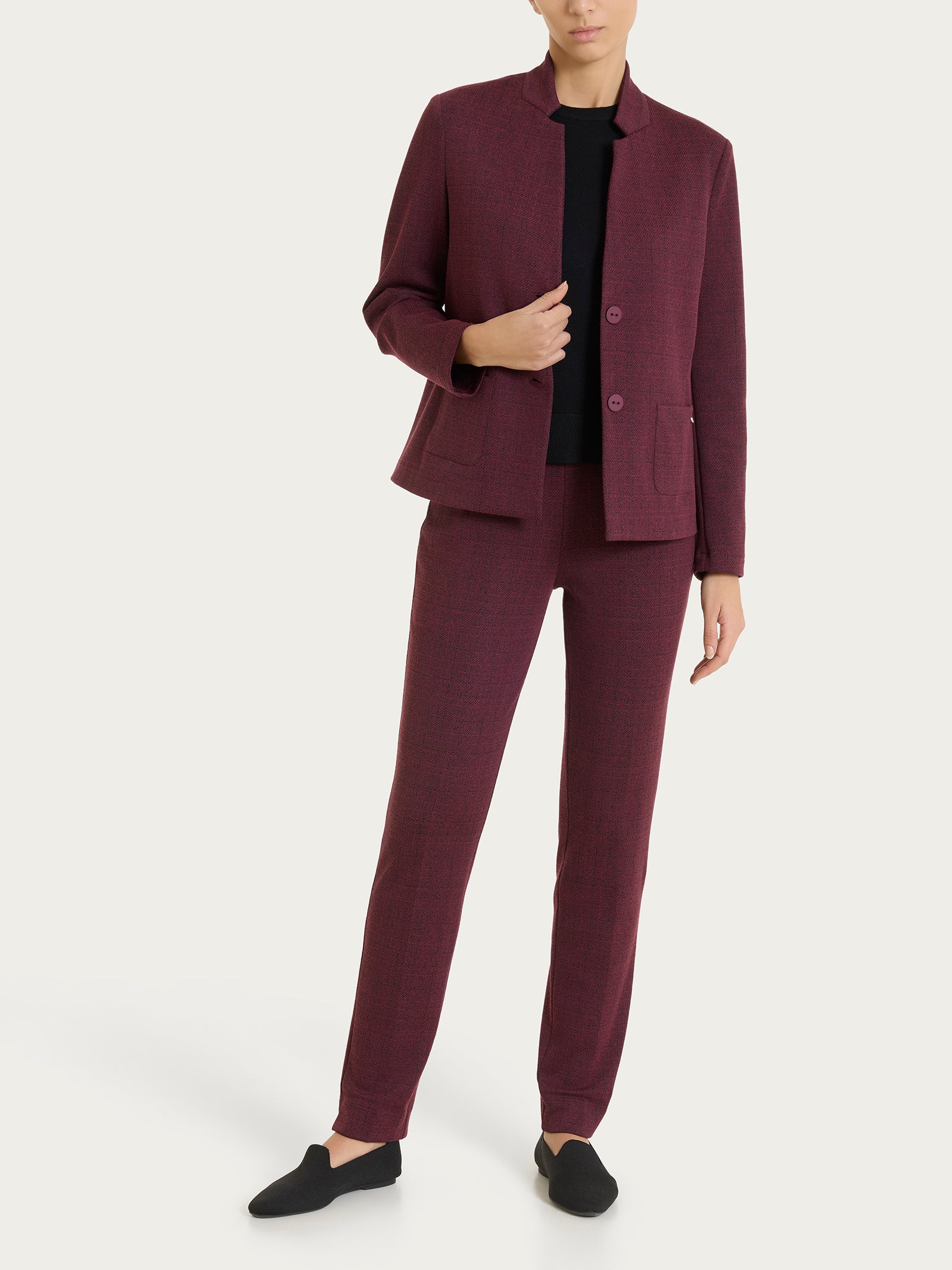 Ragno Compact Blazer Corto Jacquard Micro Check Viola