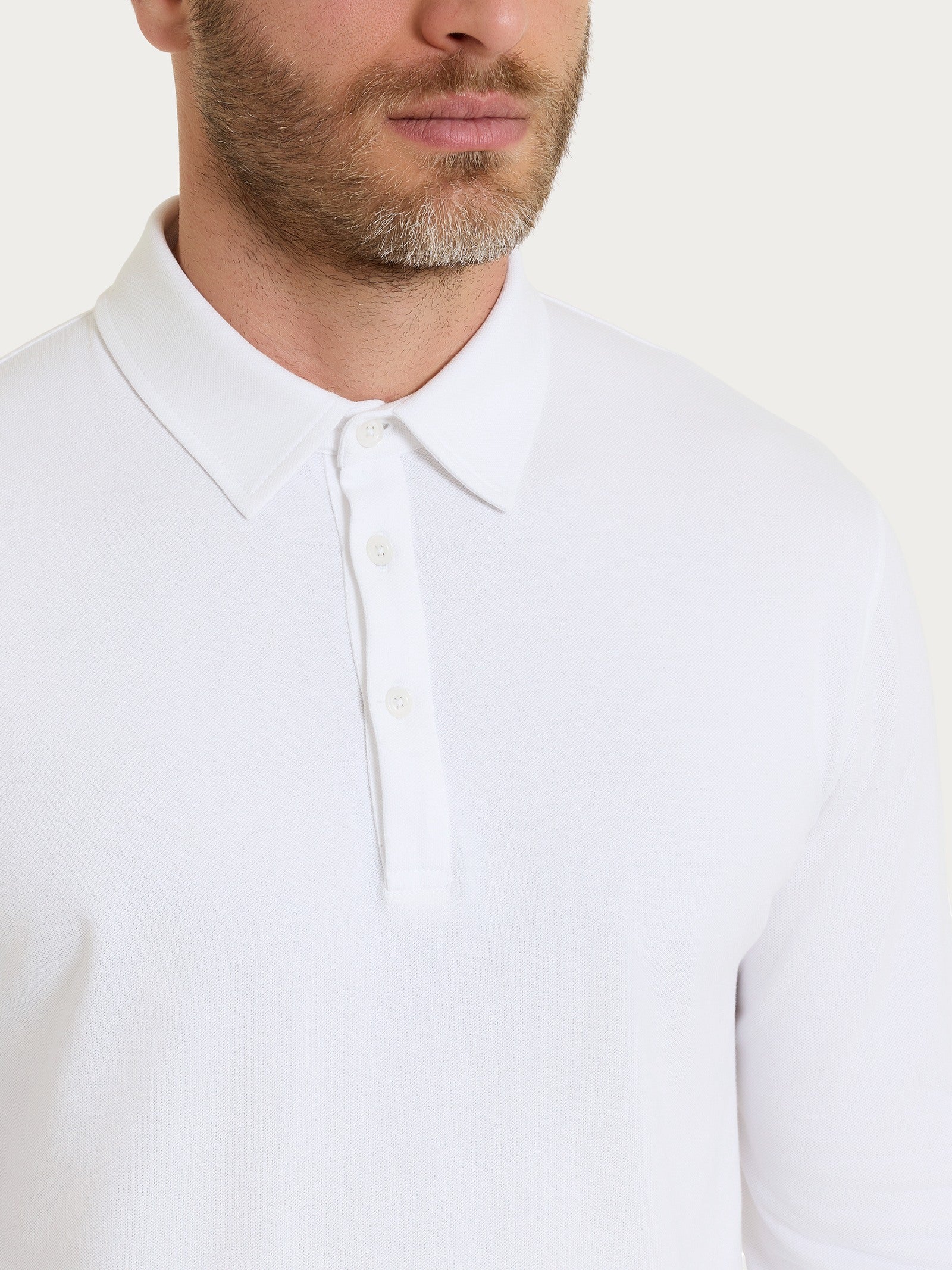 Ragno Cotton Piquet Polo Manica Lunga Bianco Cotone