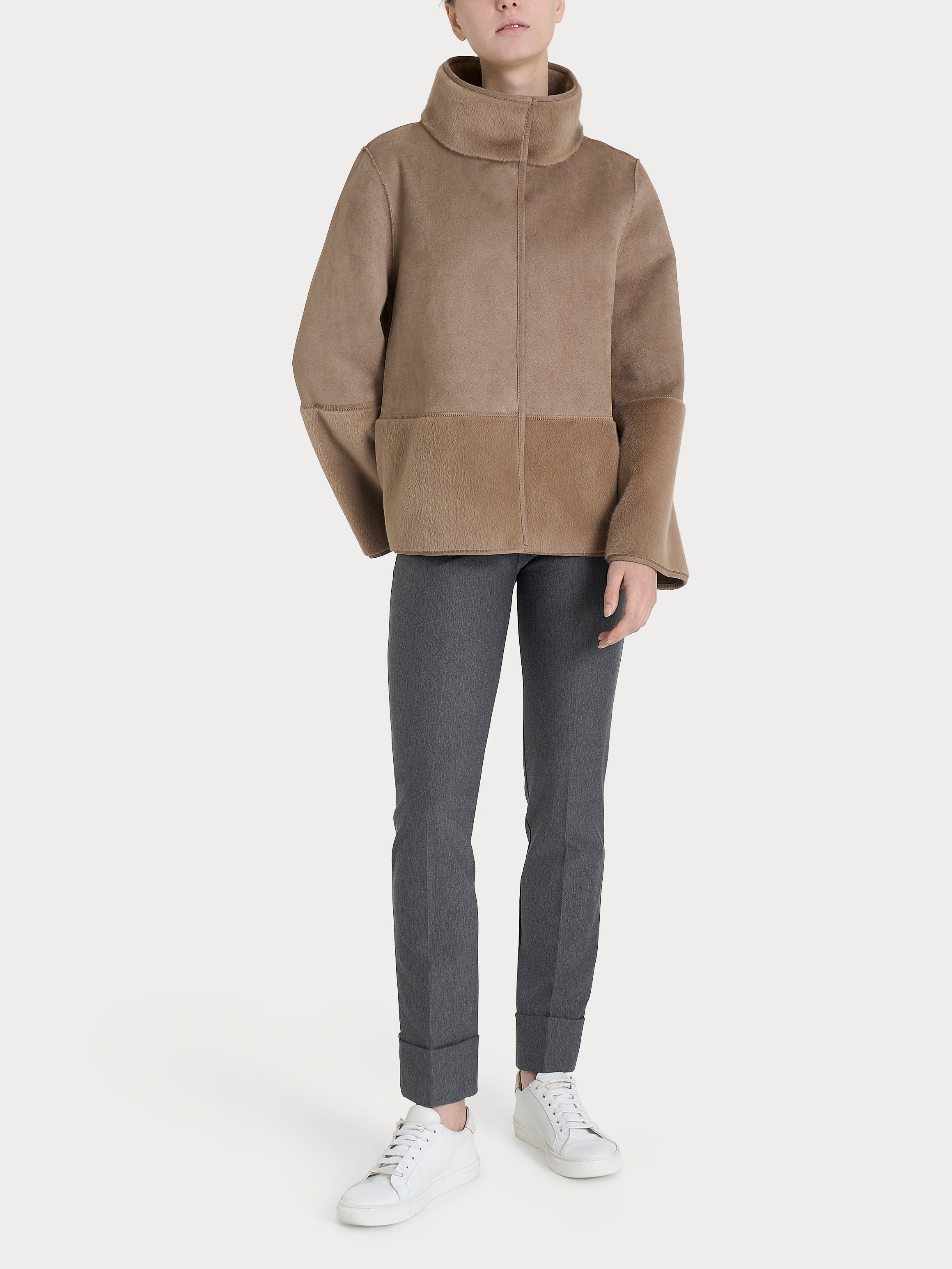 Ragno Vegan Shearling giacca corta double-face Pine Bark