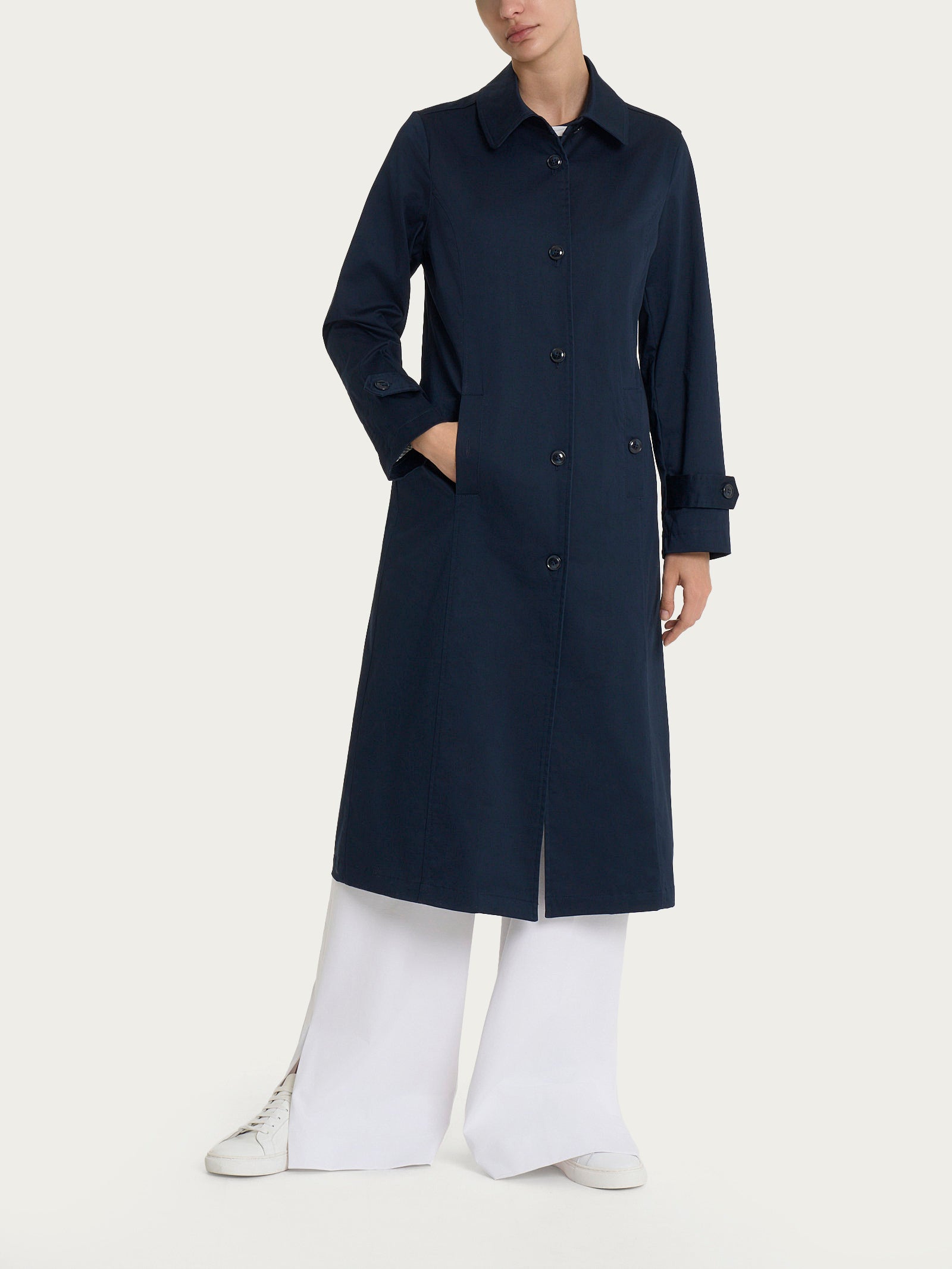 Ragno Satin Power trench lungo donna blu idrorepellente