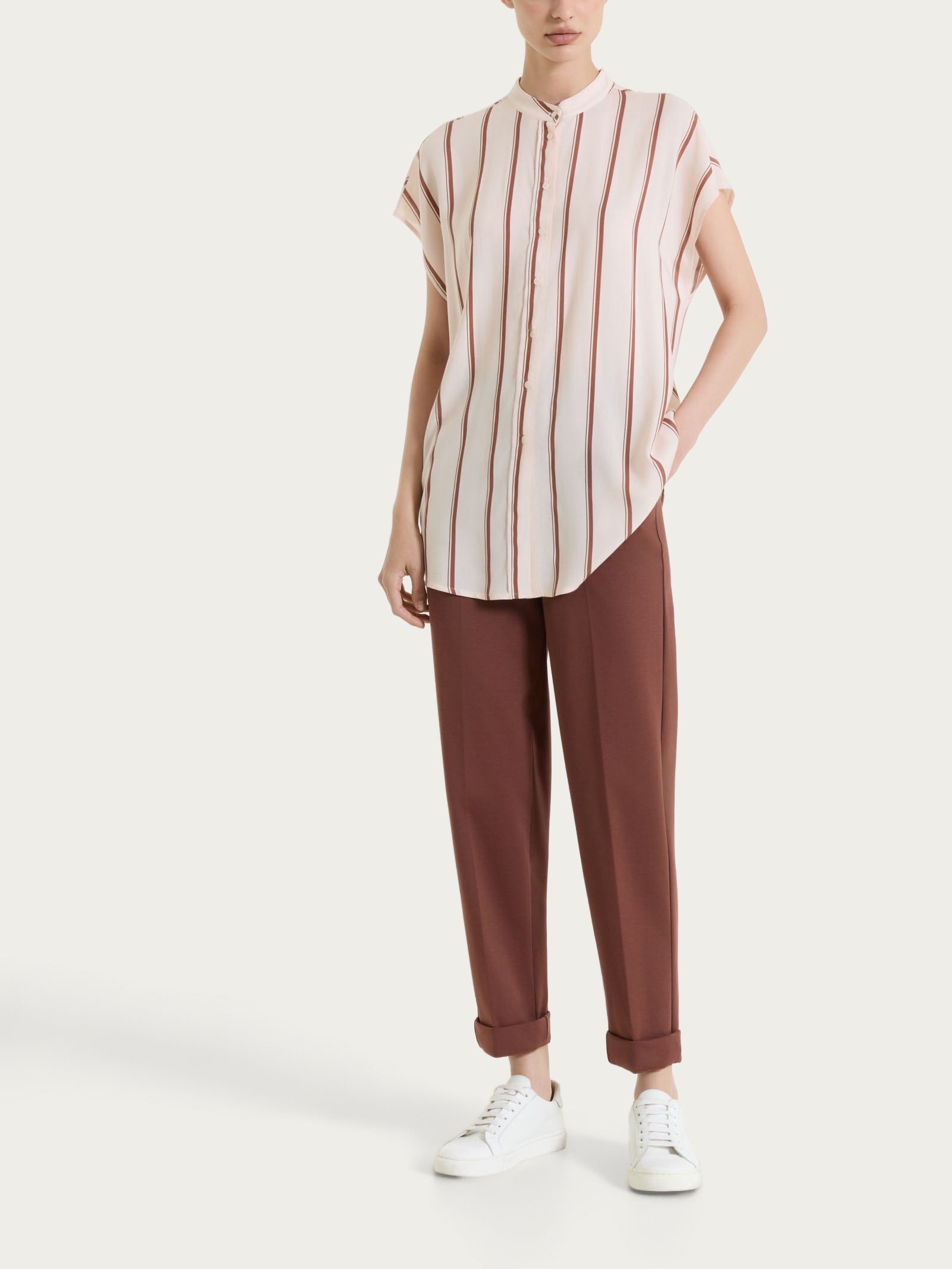 Ragno Compact Light pantalone a carota cappuccino con tasche