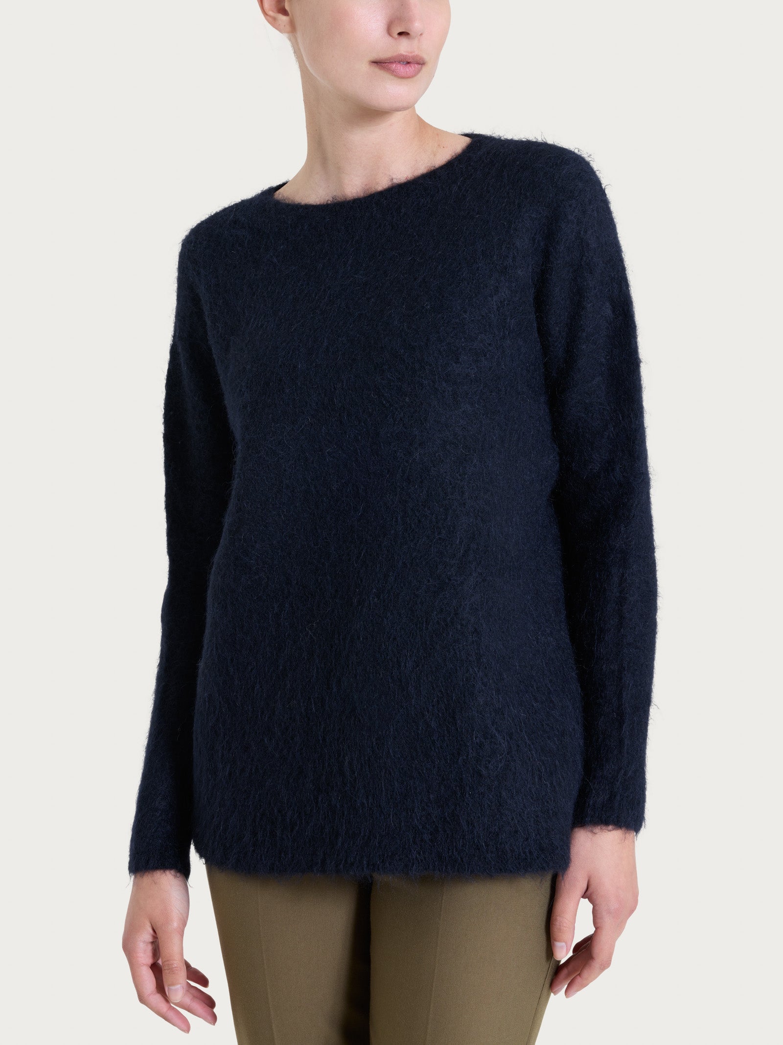 Ragno Merino Soft maglia girocollo misto alpaca nero calda