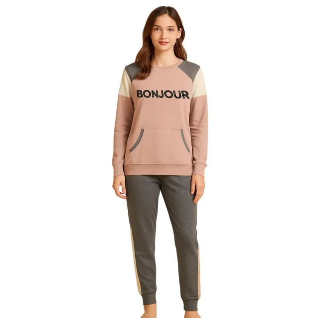 Lady C Bunjour Pigiama Lungo Donna Cotone Grigio M Caldo