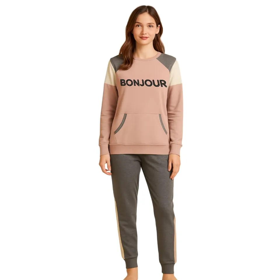 Lady C Bunjour Pigiama Lungo Donna Cotone Grigio M Caldo