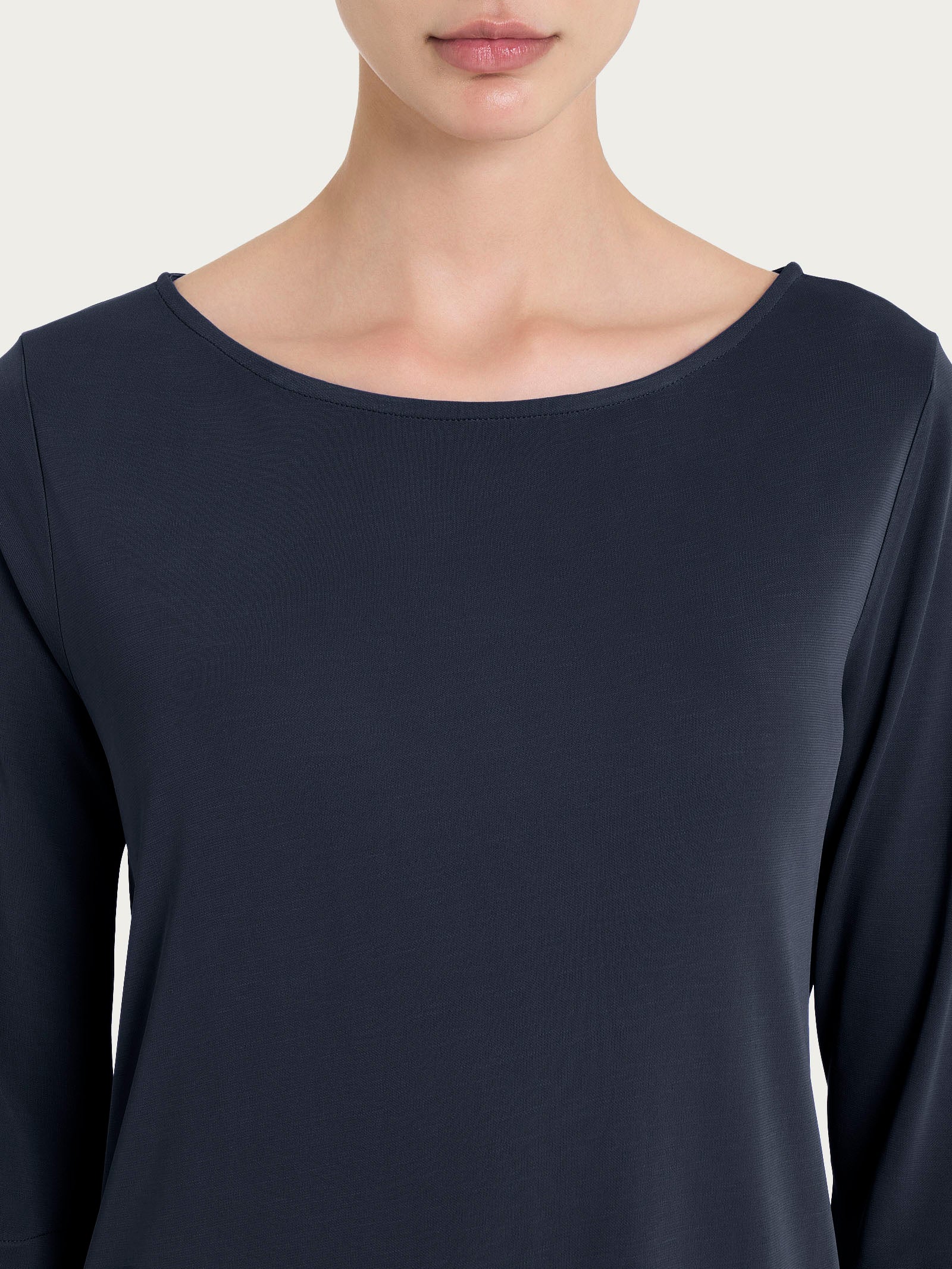 Ragno Crêpe Satin maglia bleu manica 3/4 scollo barchetta
